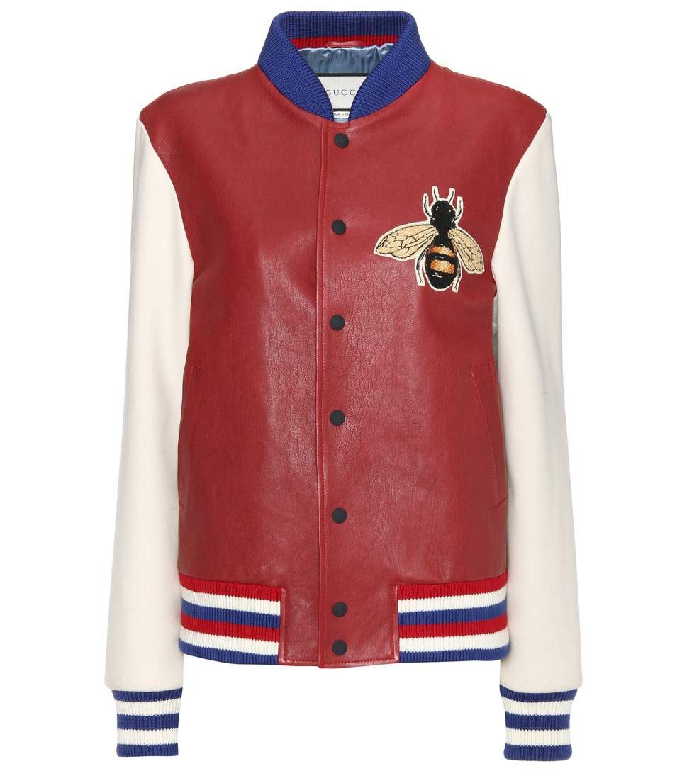 Gucci Gucci Bee Leather Bomber Jacket Grailed