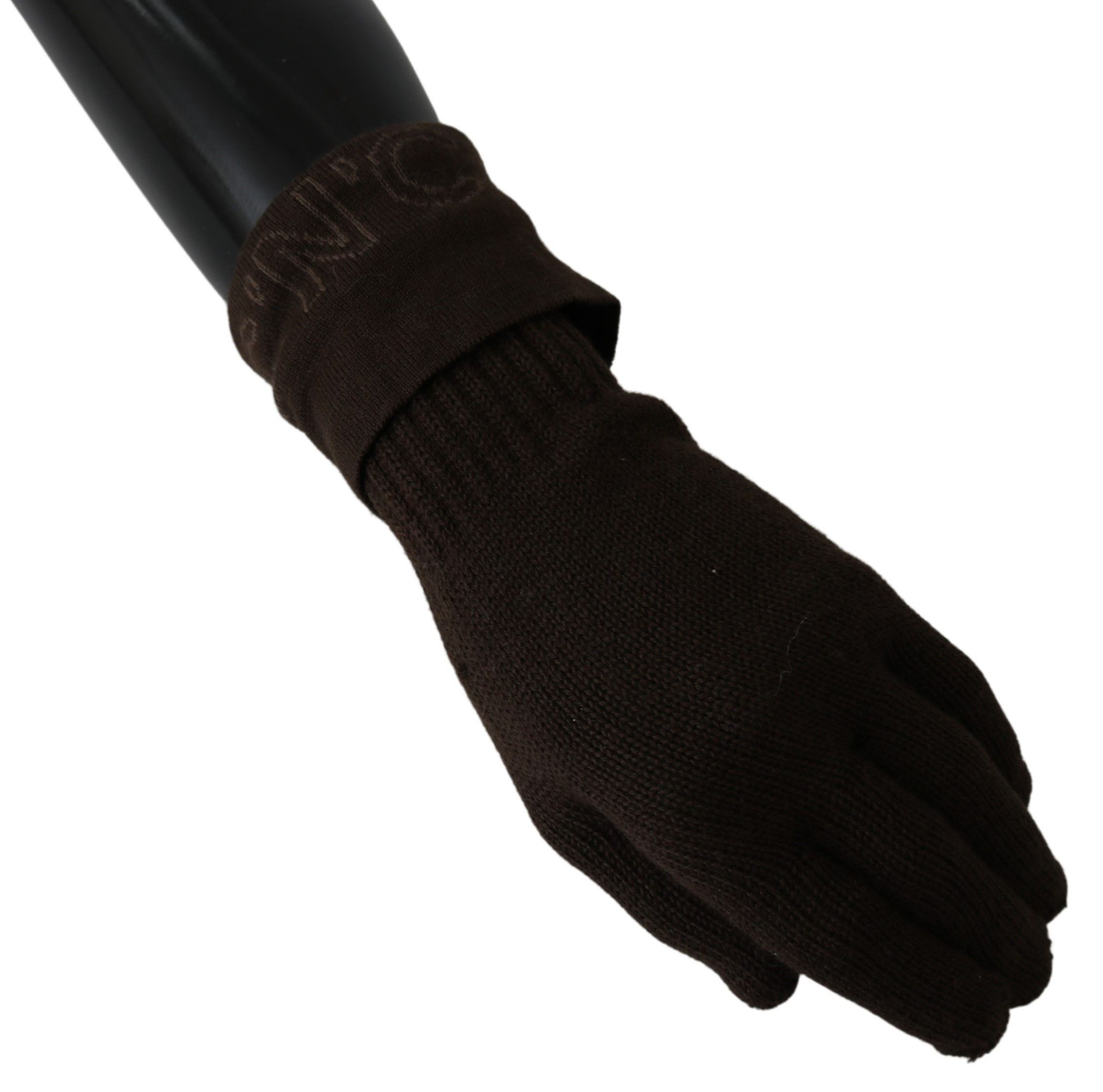 Costume National Elegant Brown Knitted Women's Gloves Size ONE SIZE - 2 Thumbnail