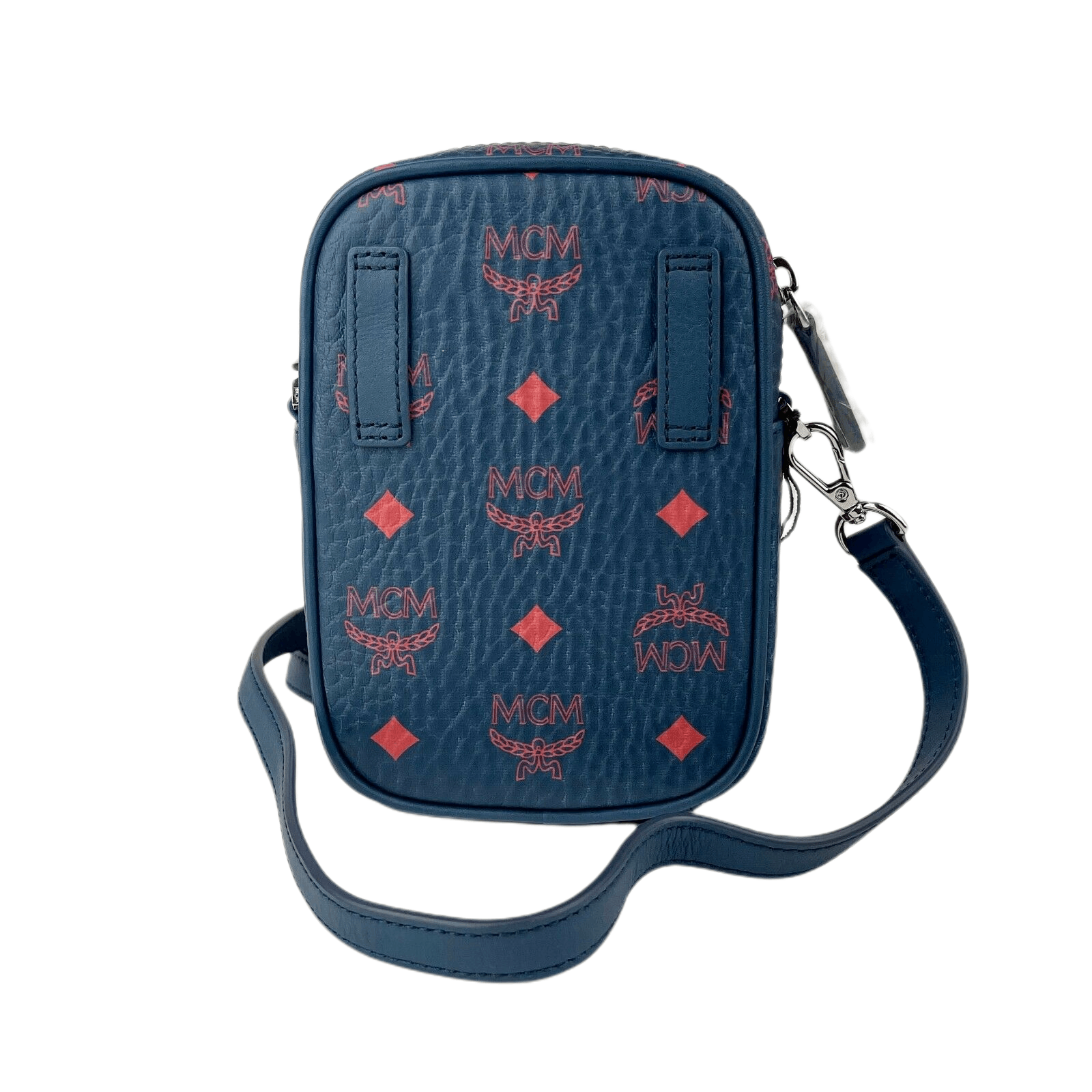 MCM Women's Deep Blue Visetos Red Logo Small Crossbody Bag Size ONE SIZE - 7 Thumbnail
