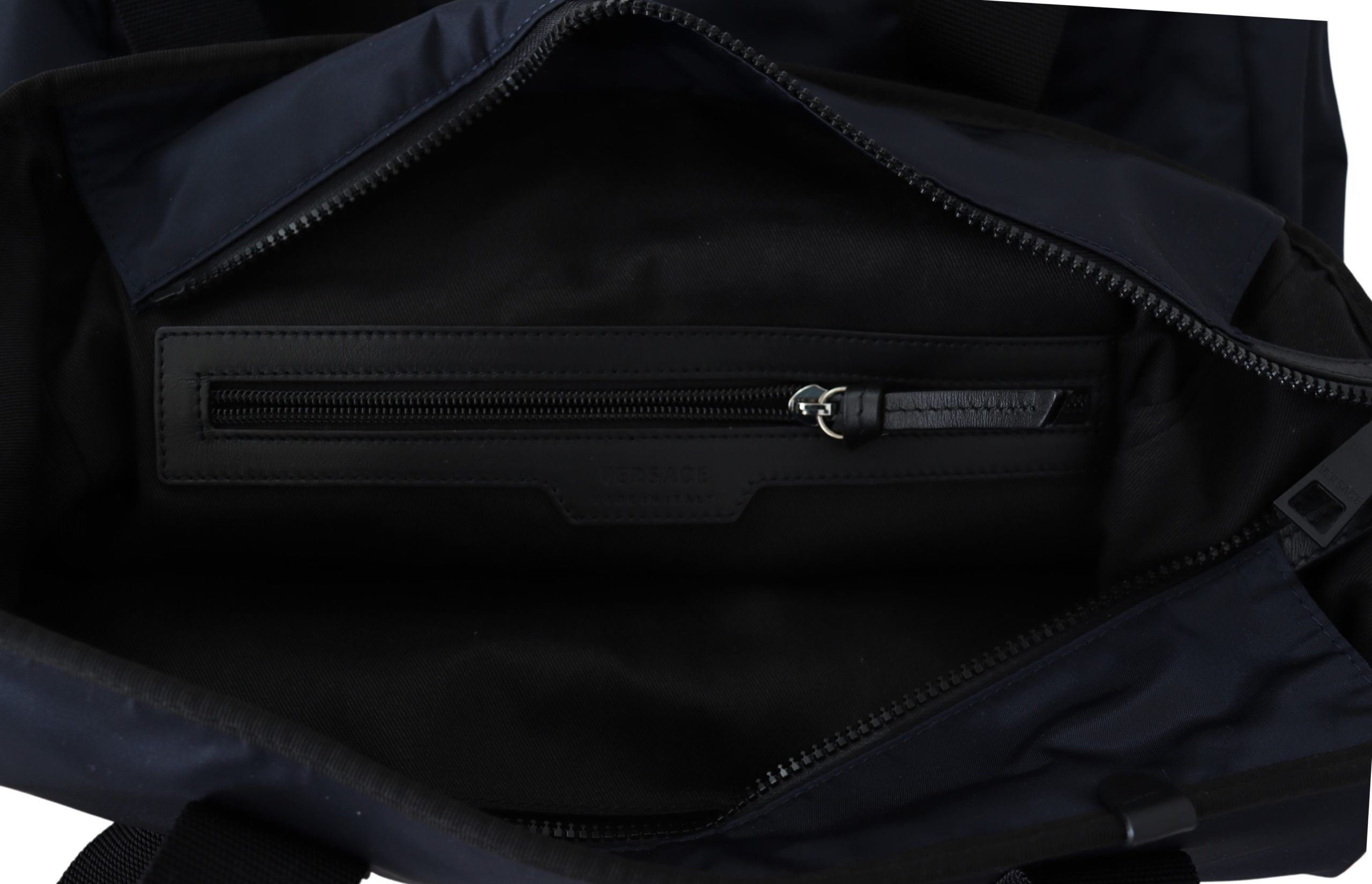 Versace Elegant Blue Nylon Tote Men's Bag Size ONE SIZE - 4 Thumbnail