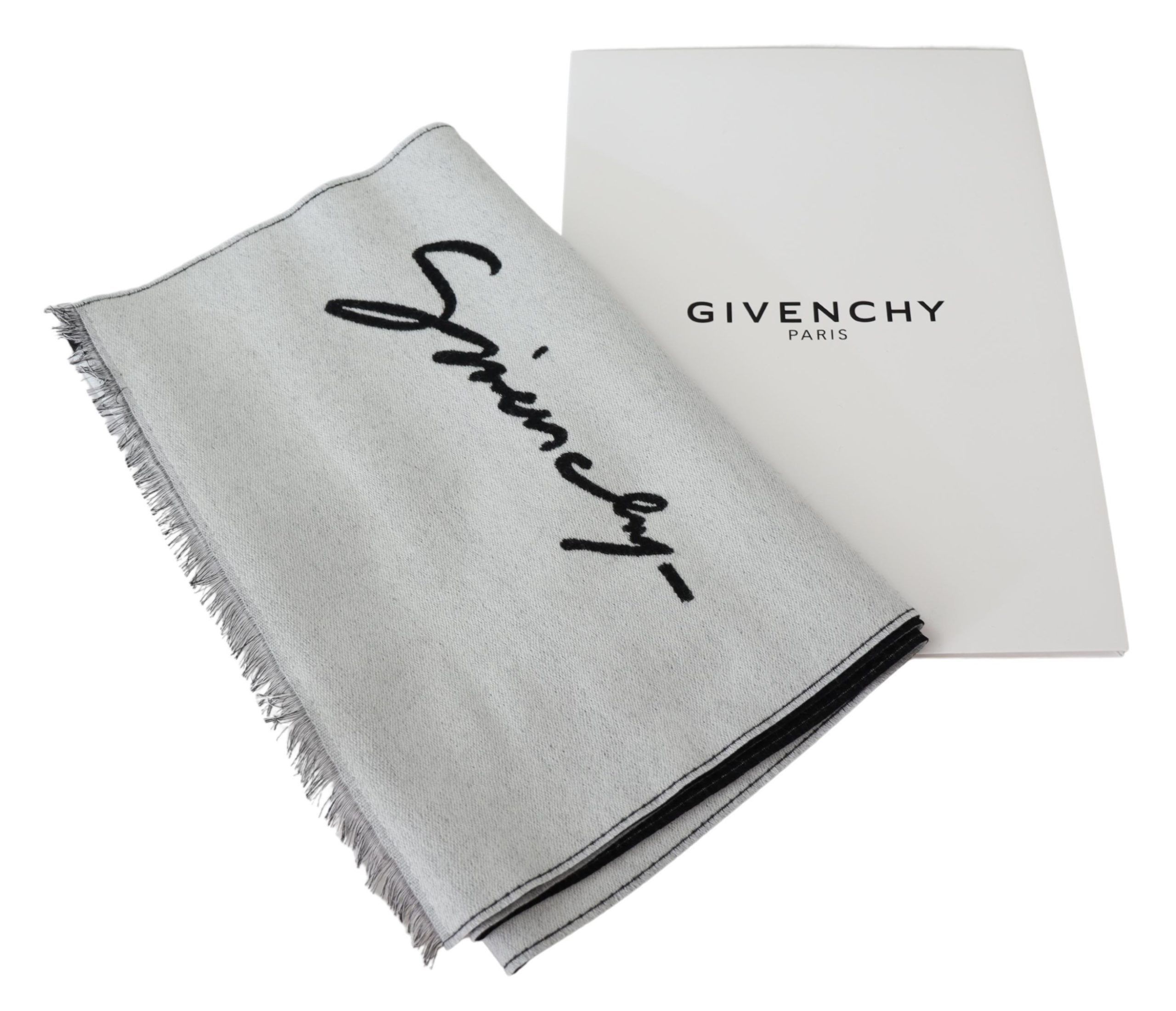 Givenchy Elegant Monochrome Wool-Silk Blend Men's Scarf Size ONE SIZE - 6 Thumbnail