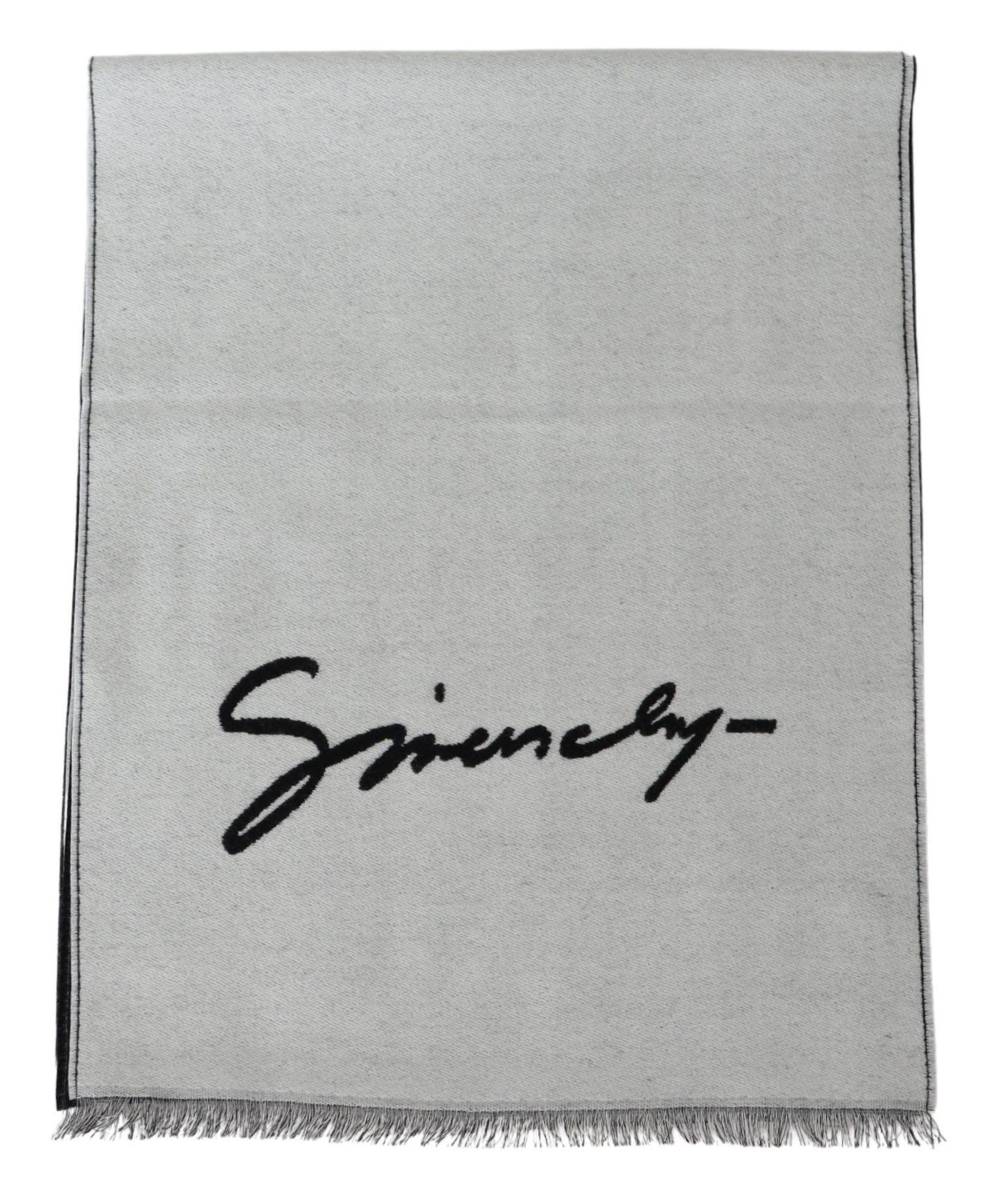Givenchy Elegant Monochrome Wool-Silk Blend Men's Scarf Size ONE SIZE - 3 Thumbnail