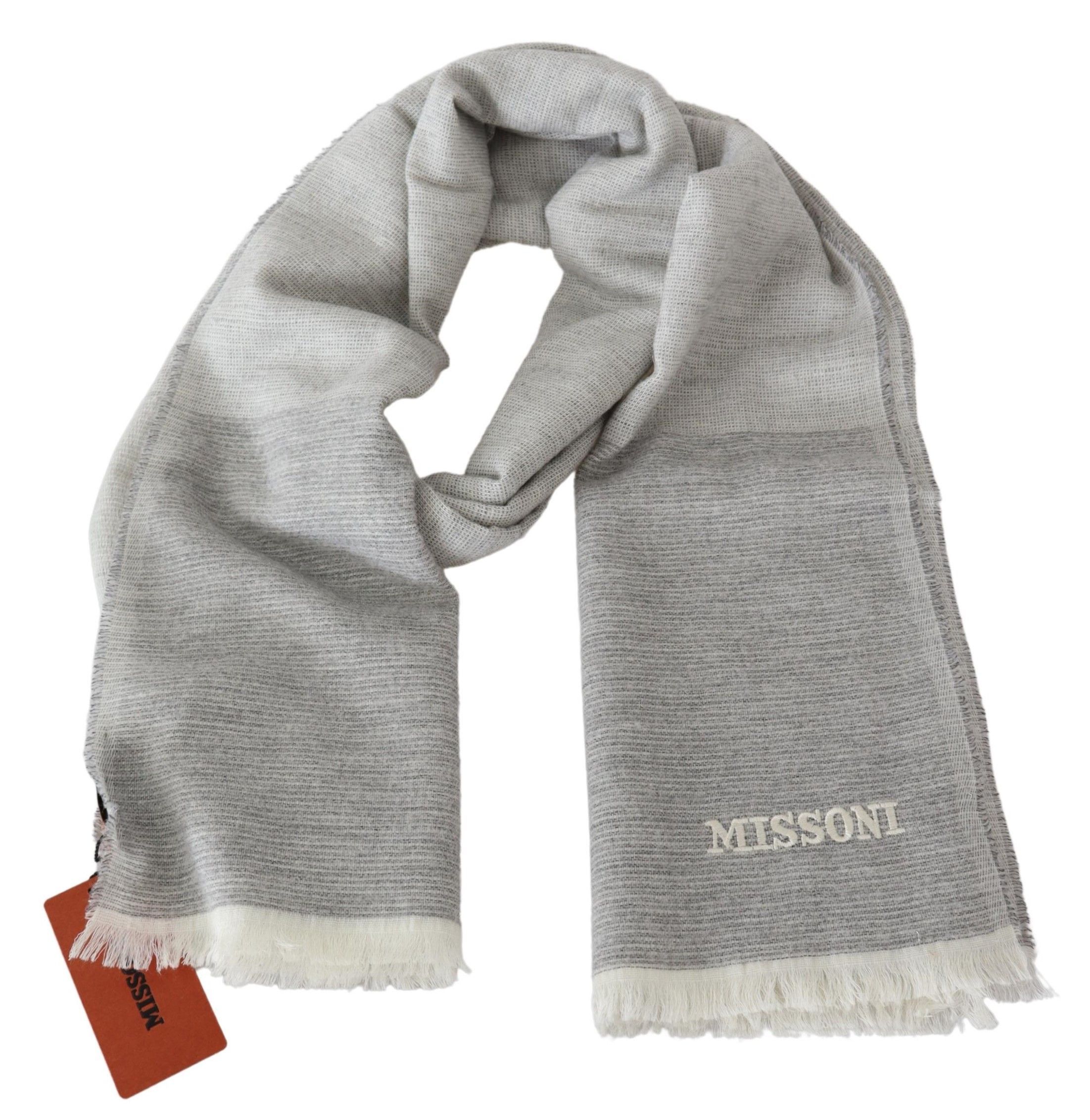 Missoni Elegant Beige Wool Scarf with Embroidery Men's Detail Size ONE SIZE - 2 Thumbnail