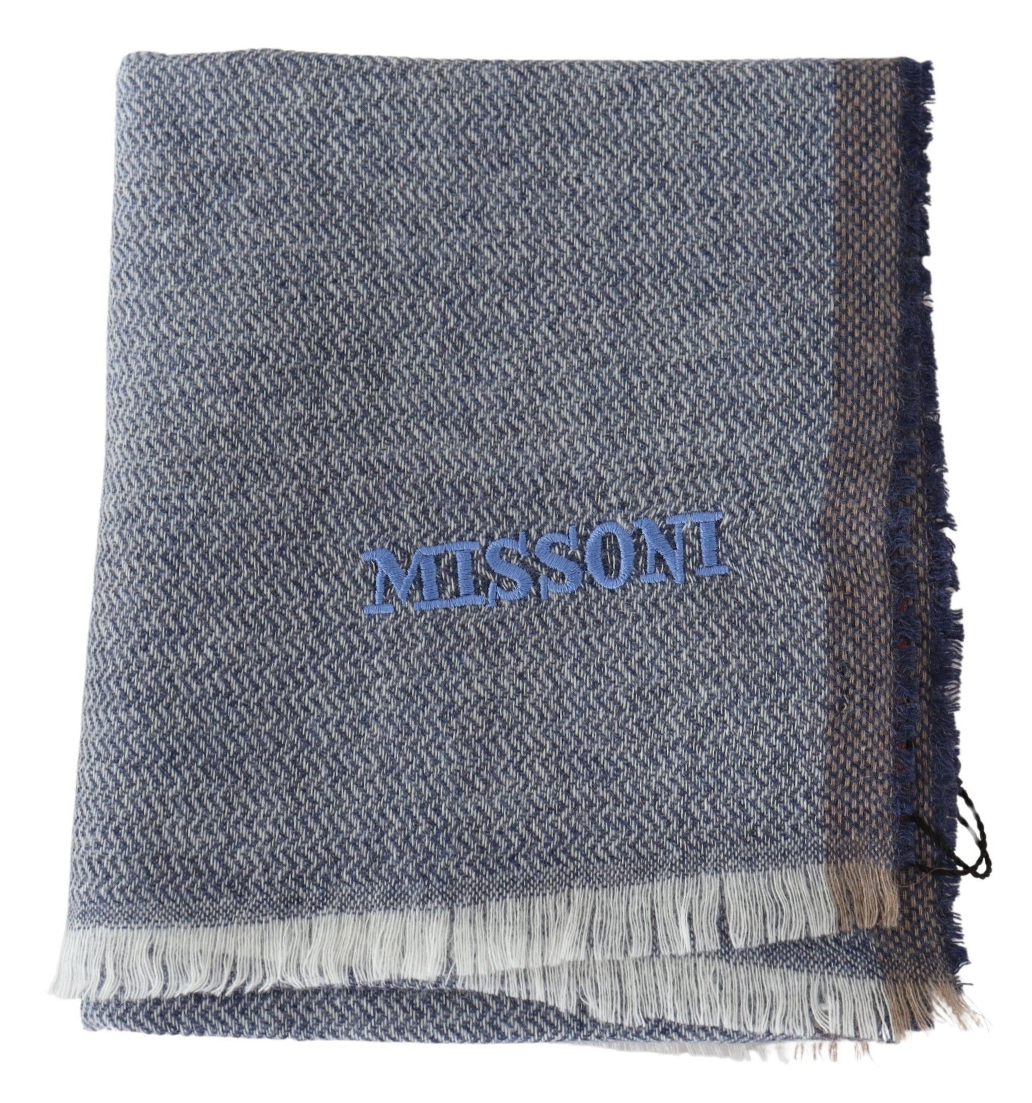 Missoni Elegant Gray Wool Scarf with Stripes and Men's Fringes Size ONE SIZE - 3 Thumbnail
