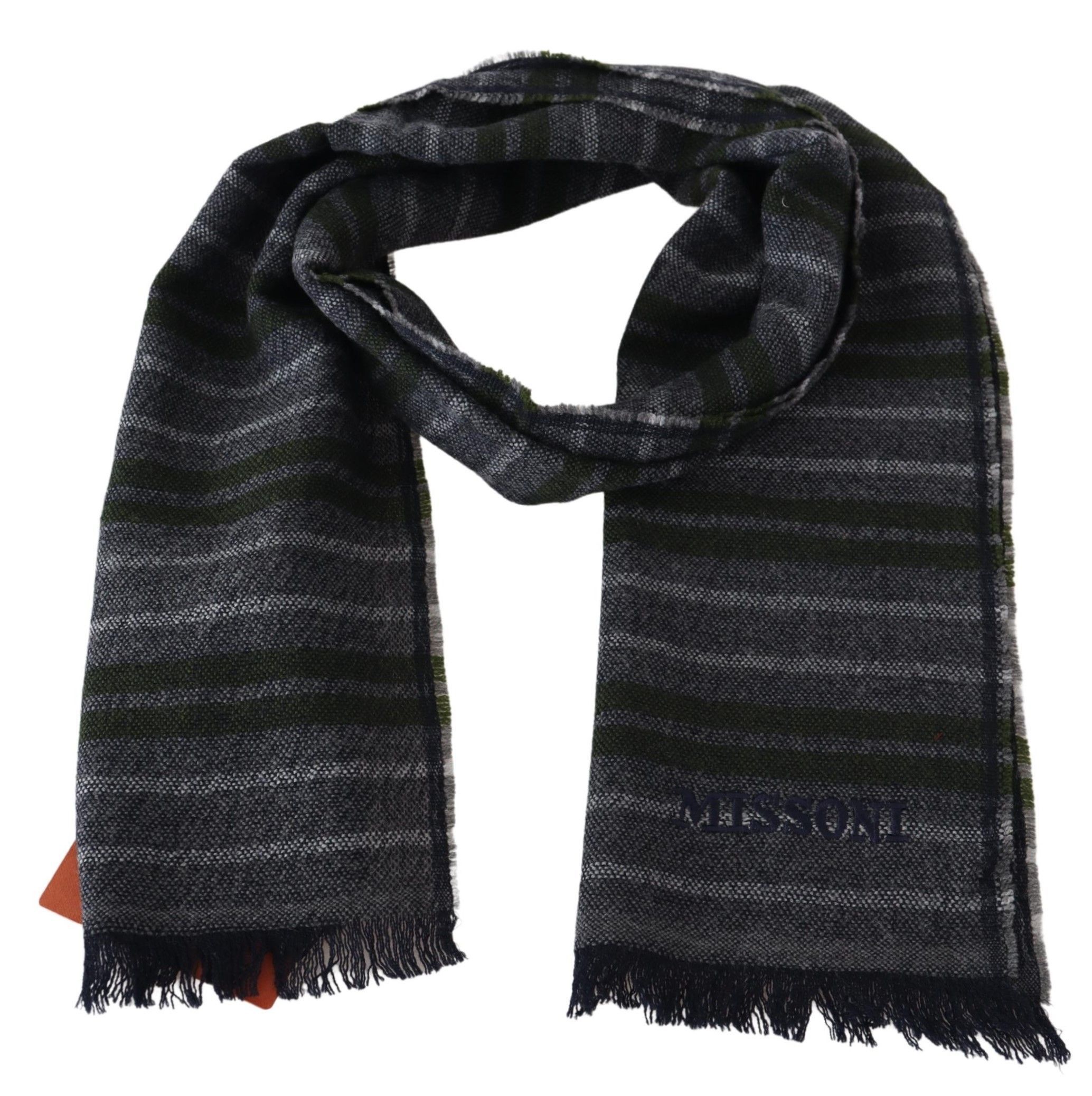 Missoni Chic Striped Wool Scarf with Logo Men's Embroidery Size ONE SIZE - 4 Thumbnail