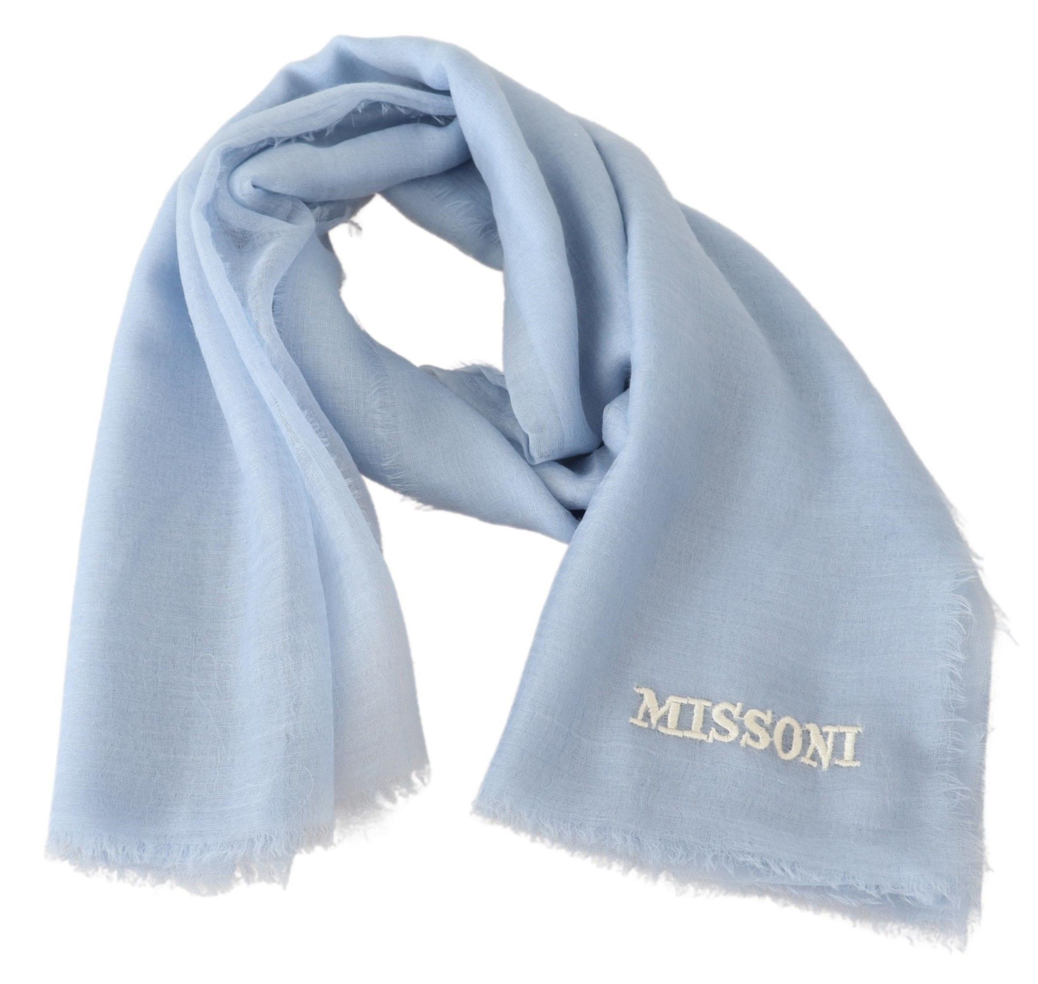 Missoni Elegant Light-Blue Cashmere Scarf with Men's Fringes Size ONE SIZE - 2 Thumbnail