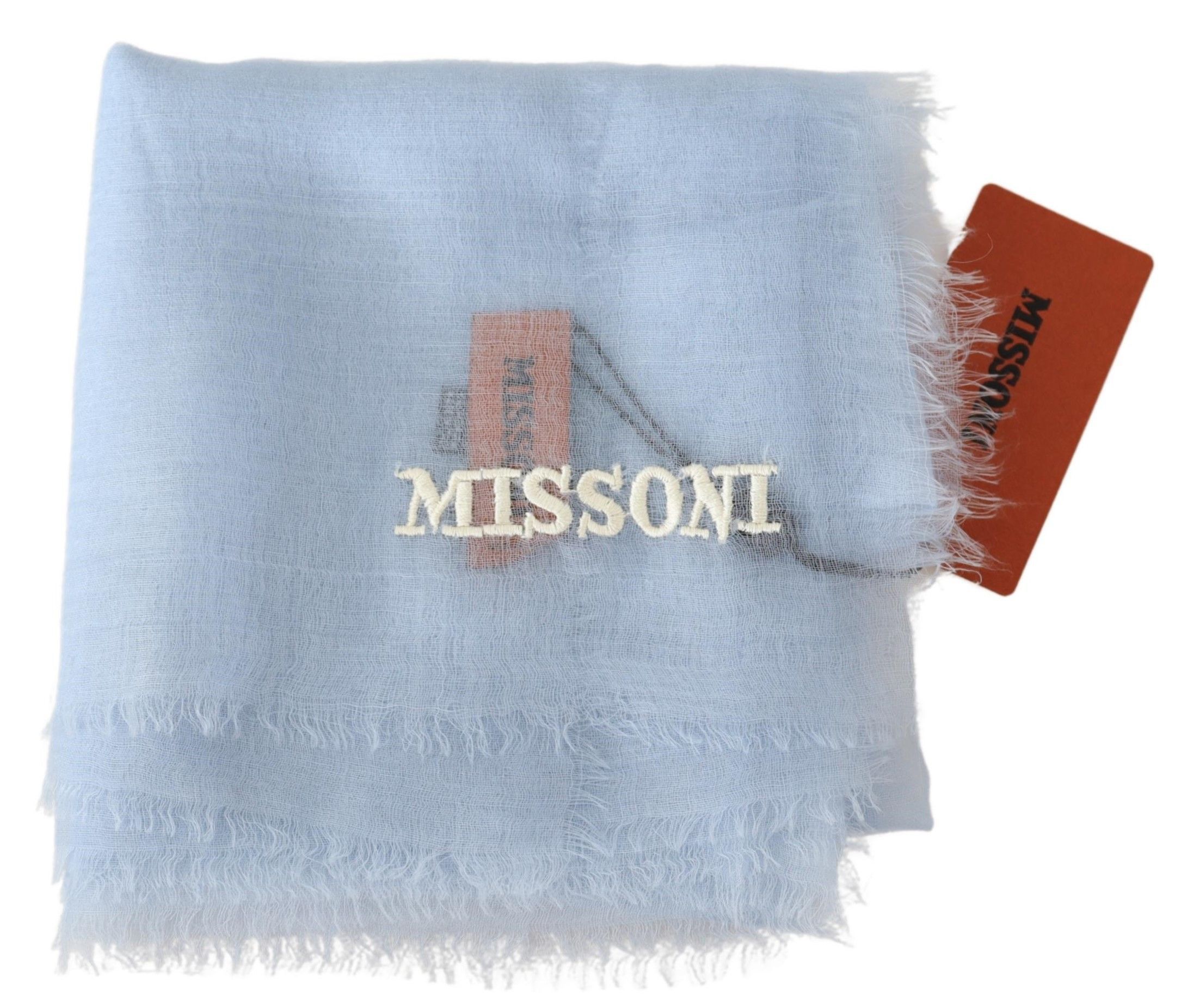 Missoni Elegant Light-Blue Cashmere Scarf with Men's Fringes Size ONE SIZE - 3 Thumbnail