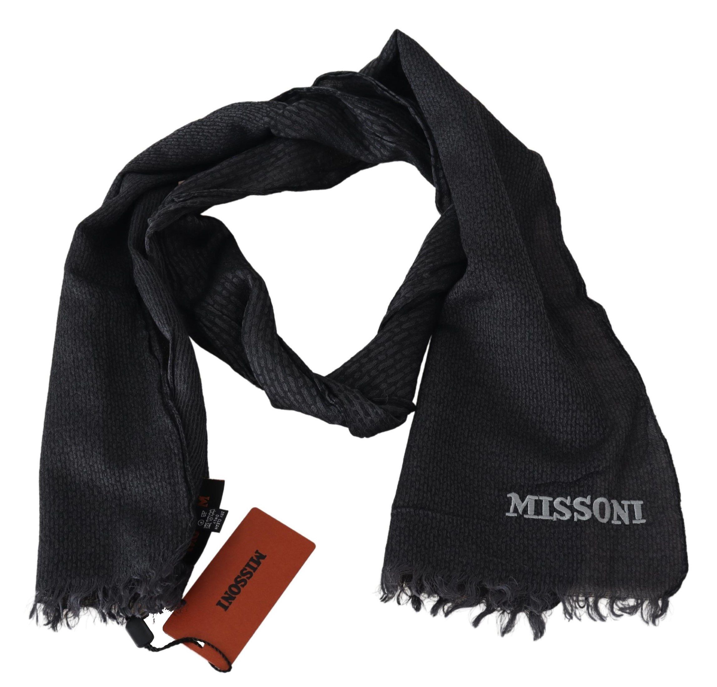 Missoni Elegant Black Wool Fringed Men's Scarf Size ONE SIZE - 3 Thumbnail