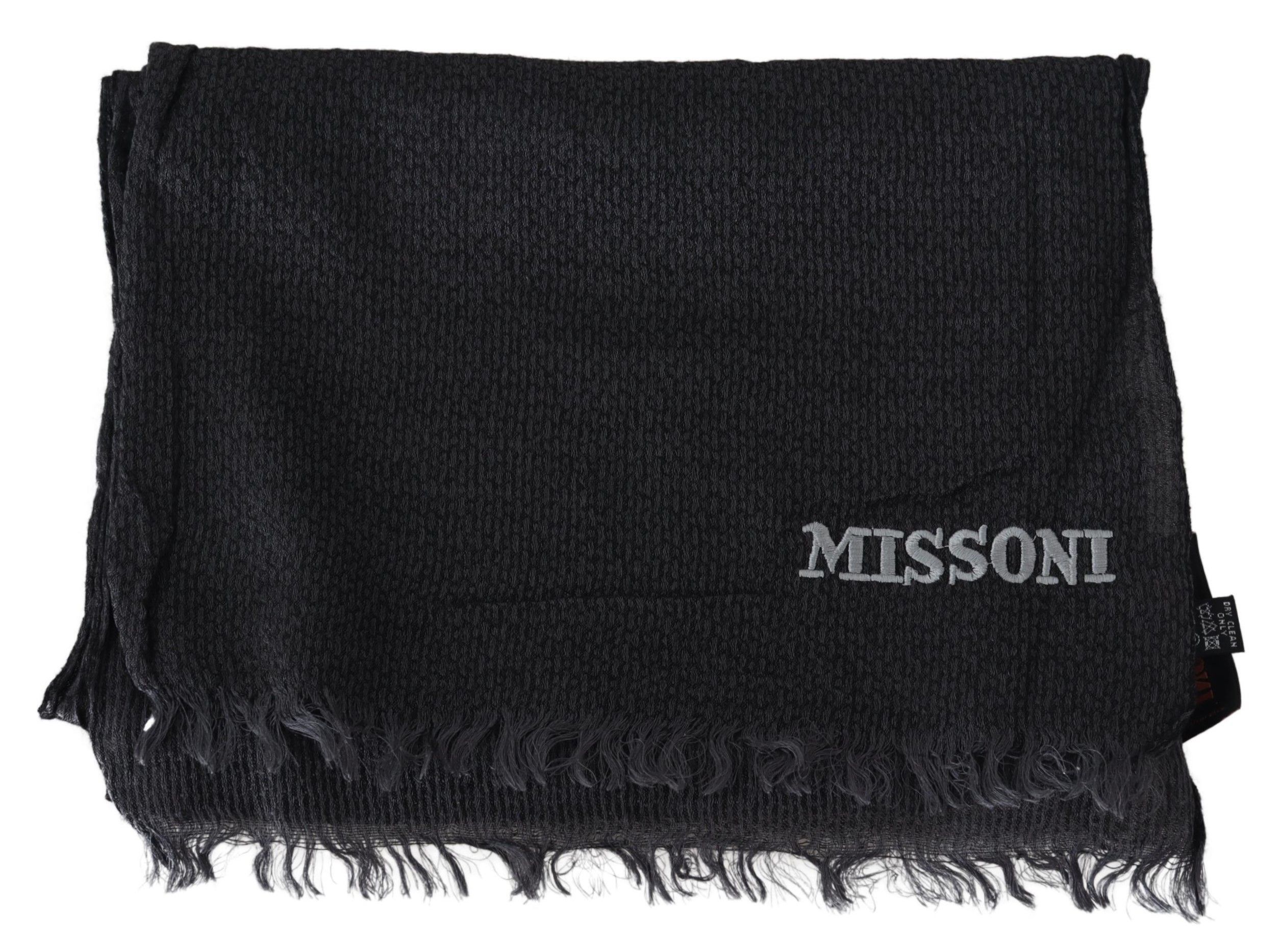 Missoni Elegant Black Wool Fringed Men's Scarf Size ONE SIZE - 4 Thumbnail