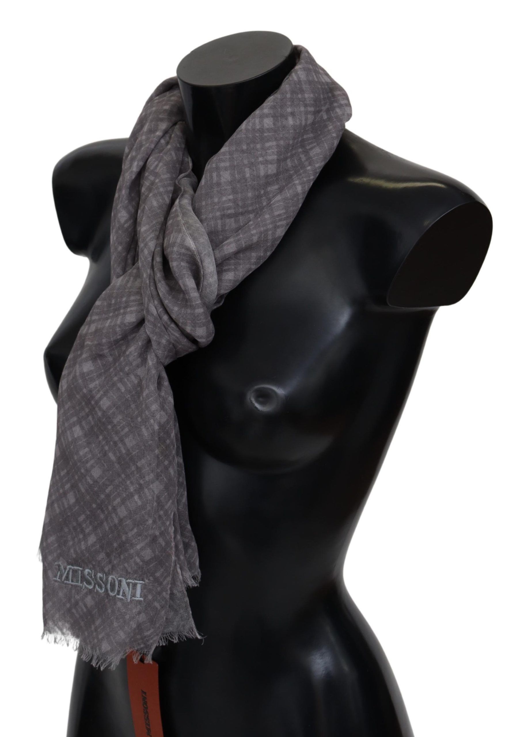 Missoni Elegant Wool Silk Blend Plaid Men's Scarf Size ONE SIZE - 2 Thumbnail