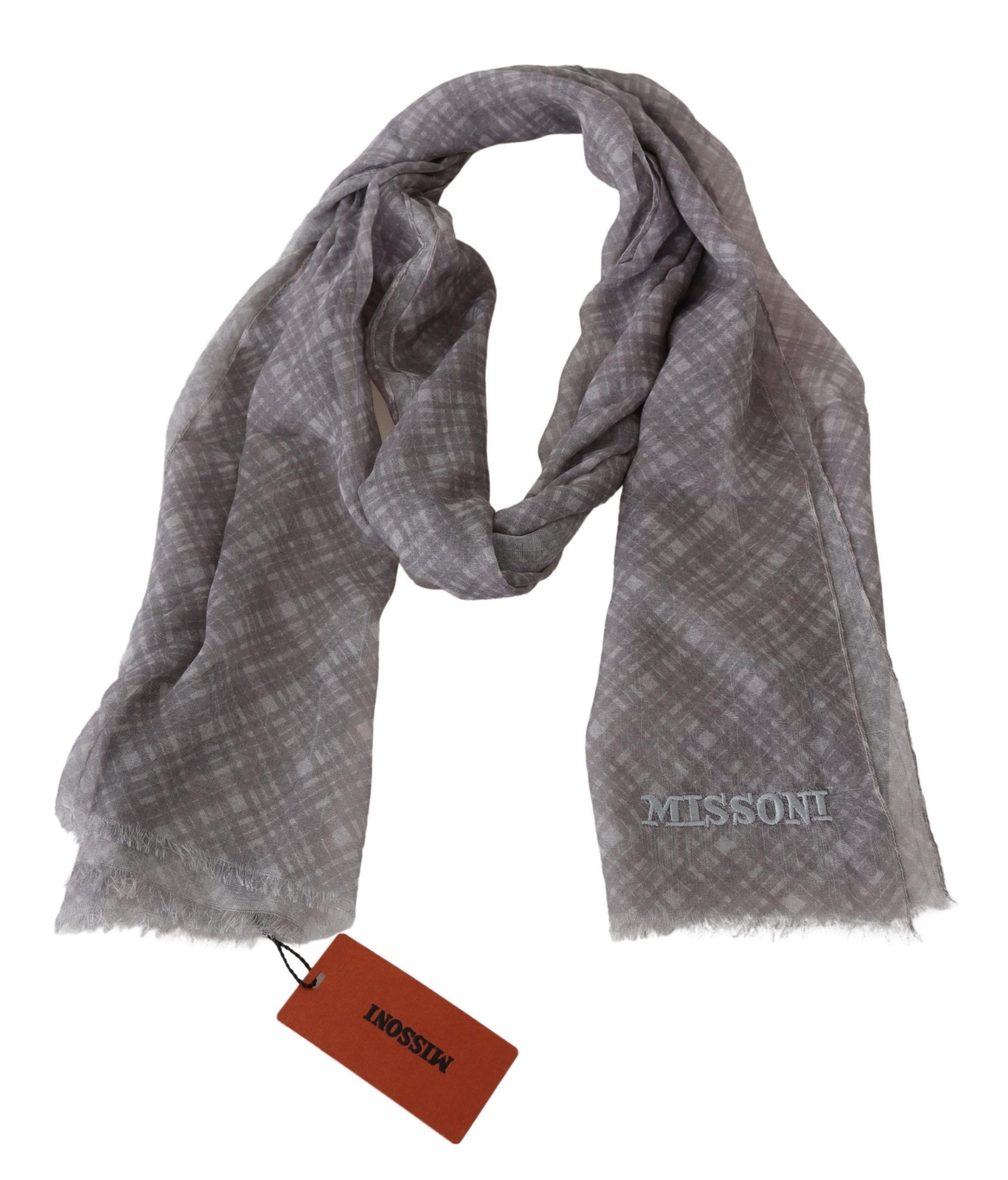 Missoni Elegant Wool Silk Blend Plaid Men's Scarf Size ONE SIZE - 3 Thumbnail