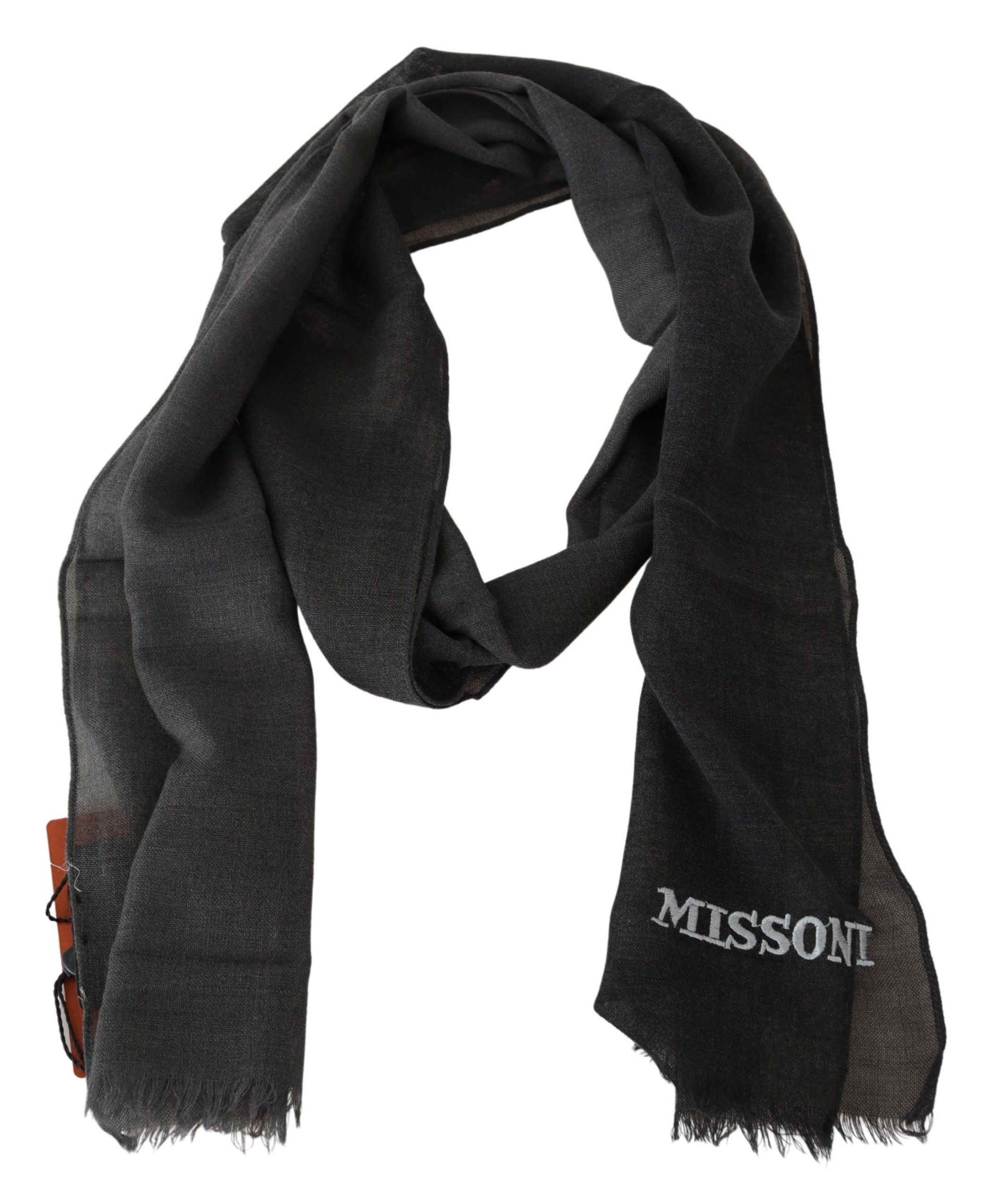 Missoni Elegant Black Wool Scarf with Men's Fringes Size ONE SIZE - 3 Thumbnail