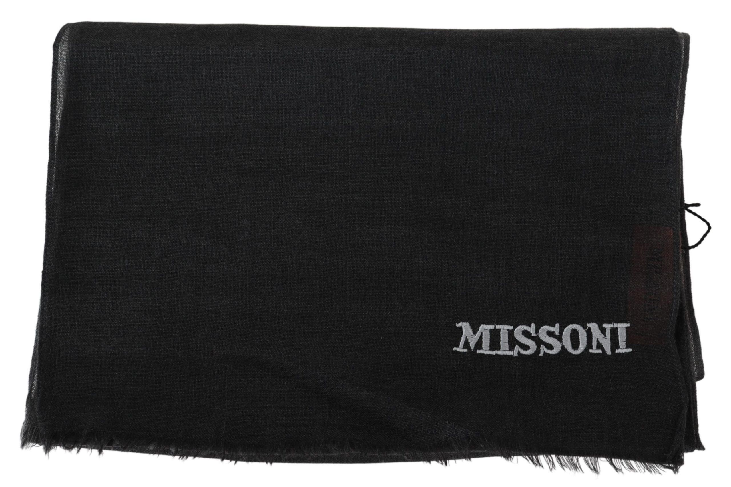 Missoni Elegant Black Wool Scarf with Men's Fringes Size ONE SIZE - 4 Thumbnail