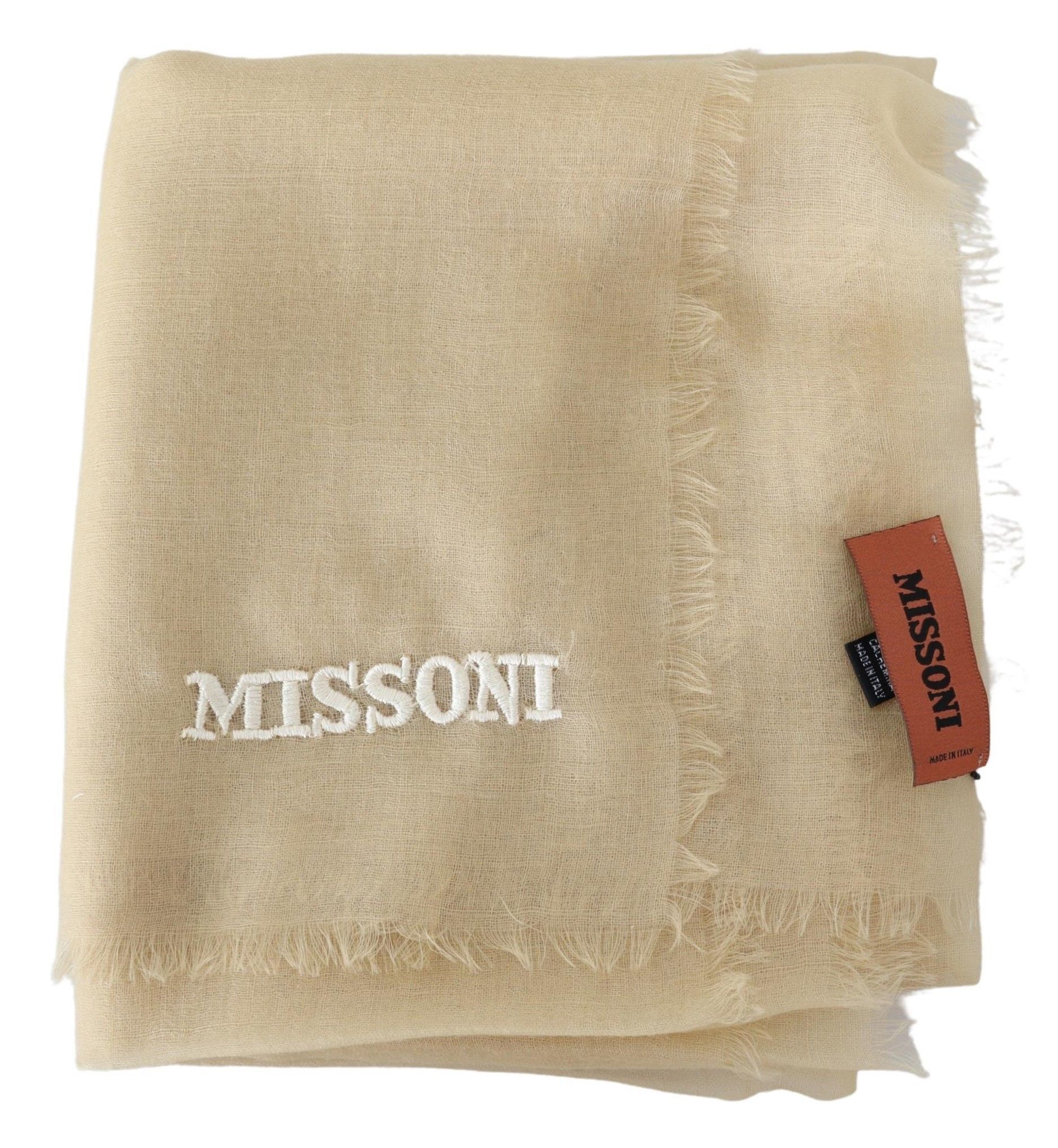 Missoni Elegant Cashmere Scarf in Men's Beige Size ONE SIZE - 4 Thumbnail