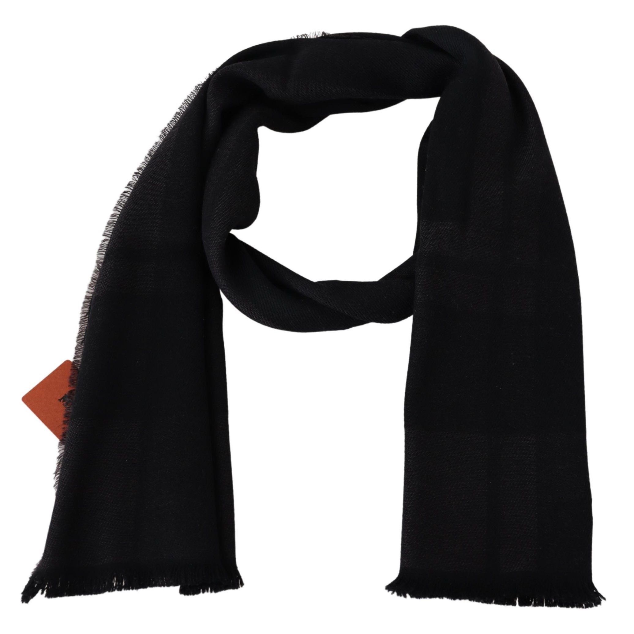 Missoni Elegant Black Wool Scarf with Logo Men's Embroidery Size ONE SIZE - 2 Thumbnail