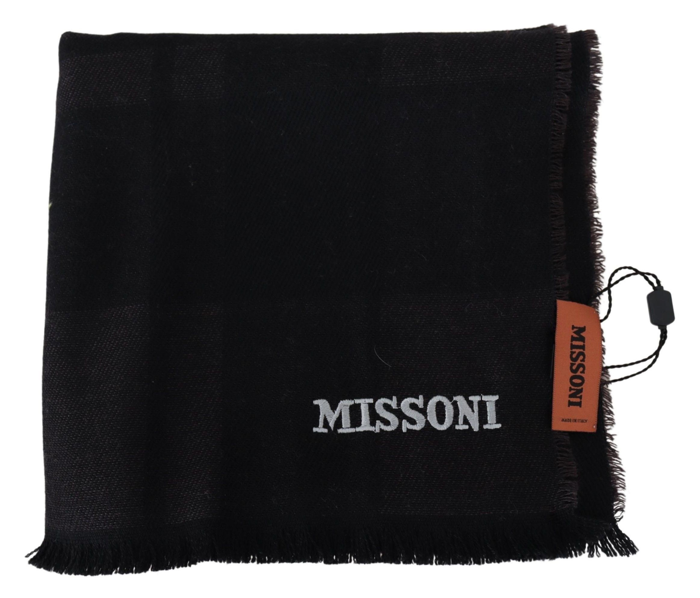 Missoni Elegant Black Wool Scarf with Logo Men's Embroidery Size ONE SIZE - 3 Thumbnail