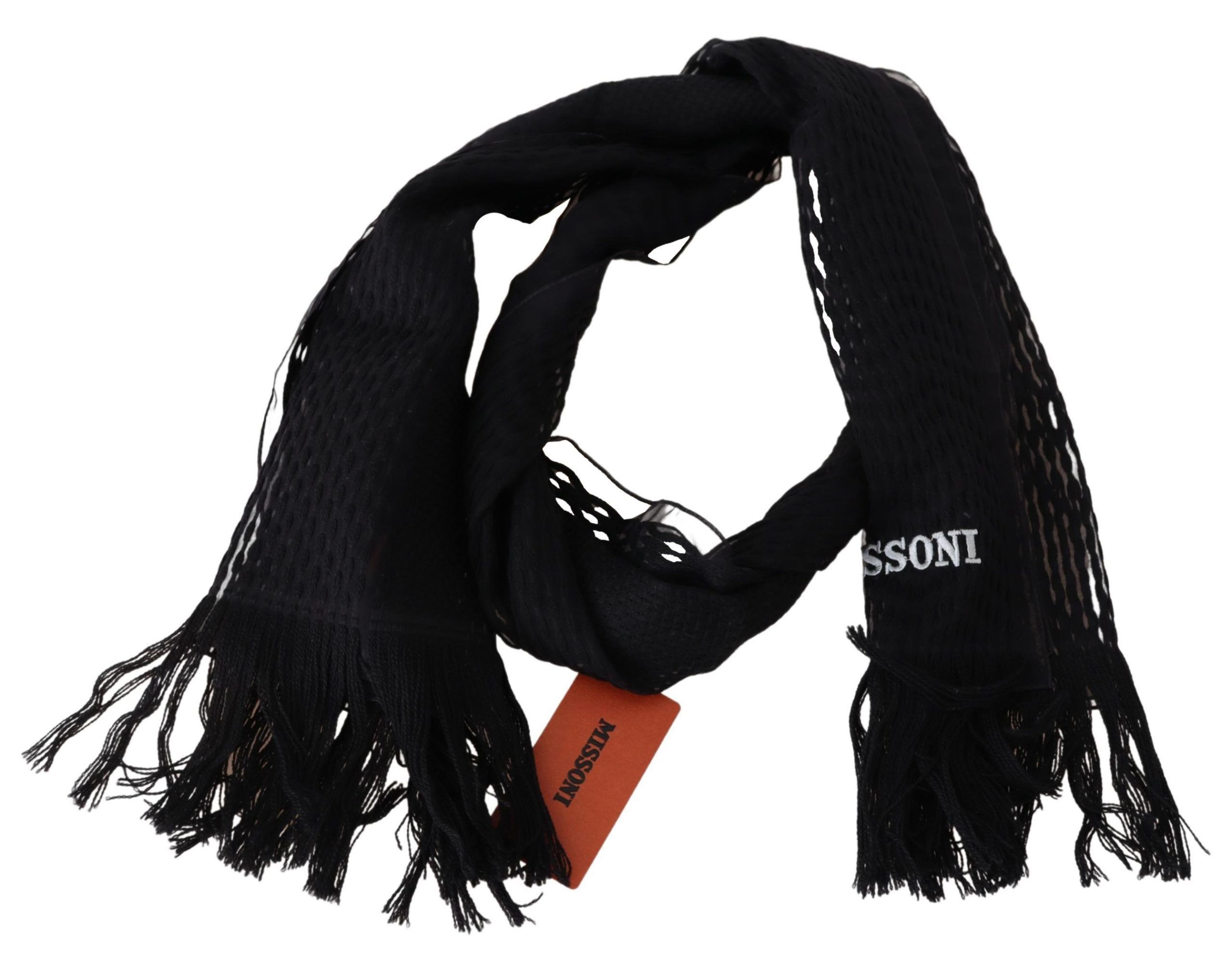Missoni Elegant Wool Silk Unisex Black Men's Scarf Size ONE SIZE - 2 Thumbnail