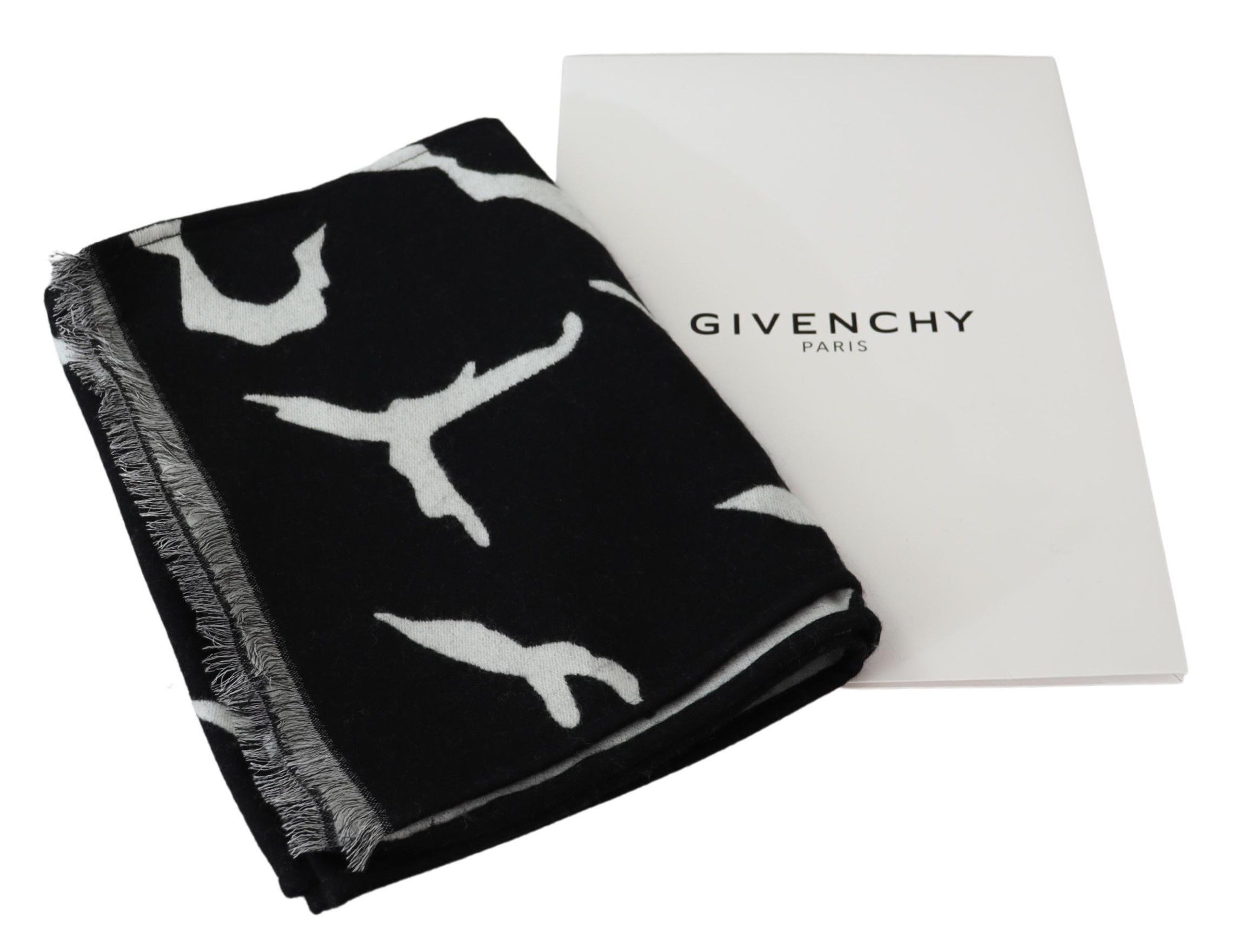 Givenchy Elegant Unisex Wool-Silk Scarf in Black & Men's White Size ONE SIZE - 5 Thumbnail