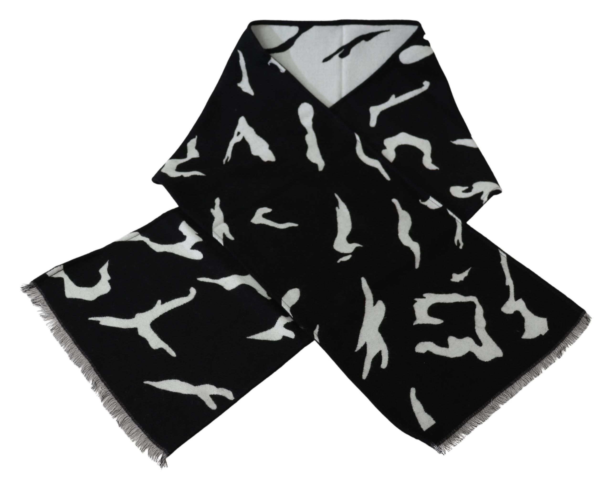 Givenchy Elegant Unisex Wool-Silk Scarf in Black & Men's White Size ONE SIZE - 4 Thumbnail
