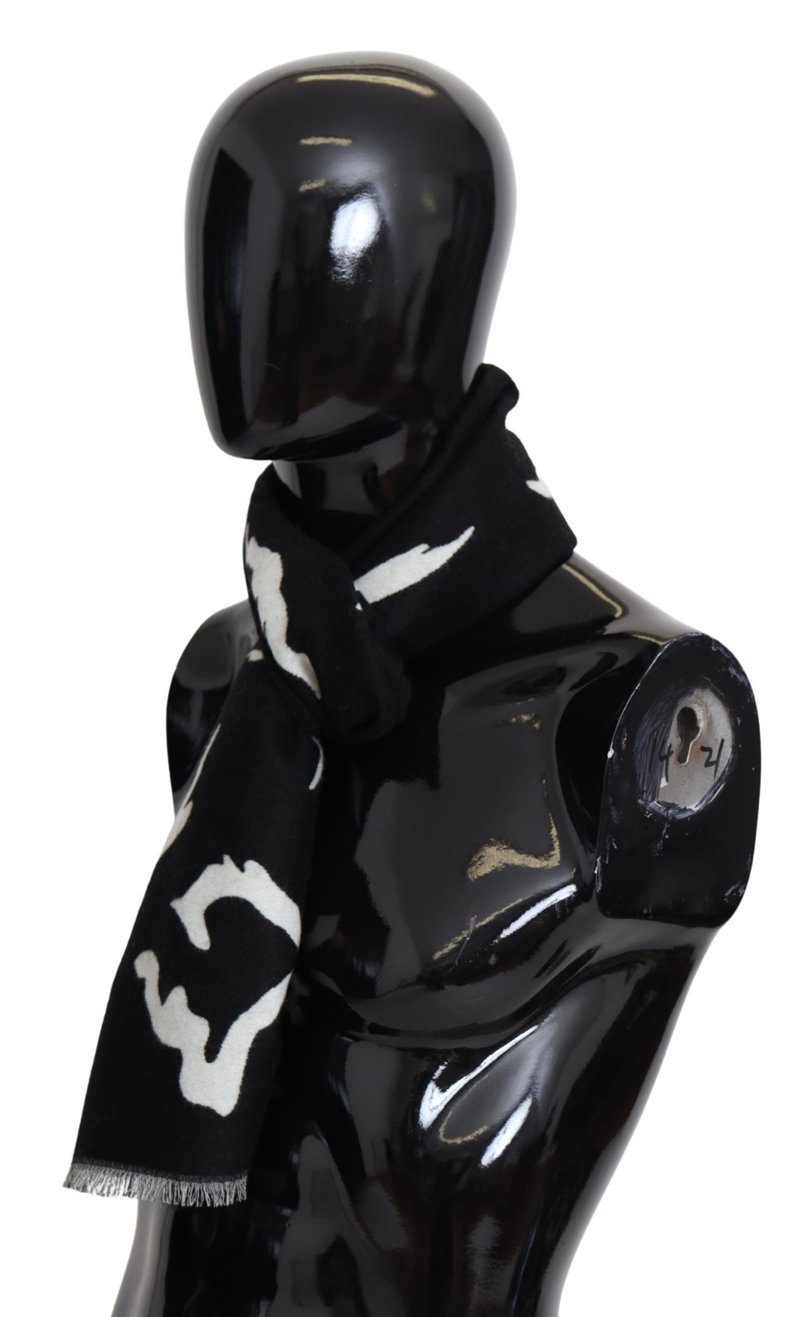 Givenchy Elegant Unisex Wool-Silk Scarf in Black & Men's White Size ONE SIZE - 2 Thumbnail