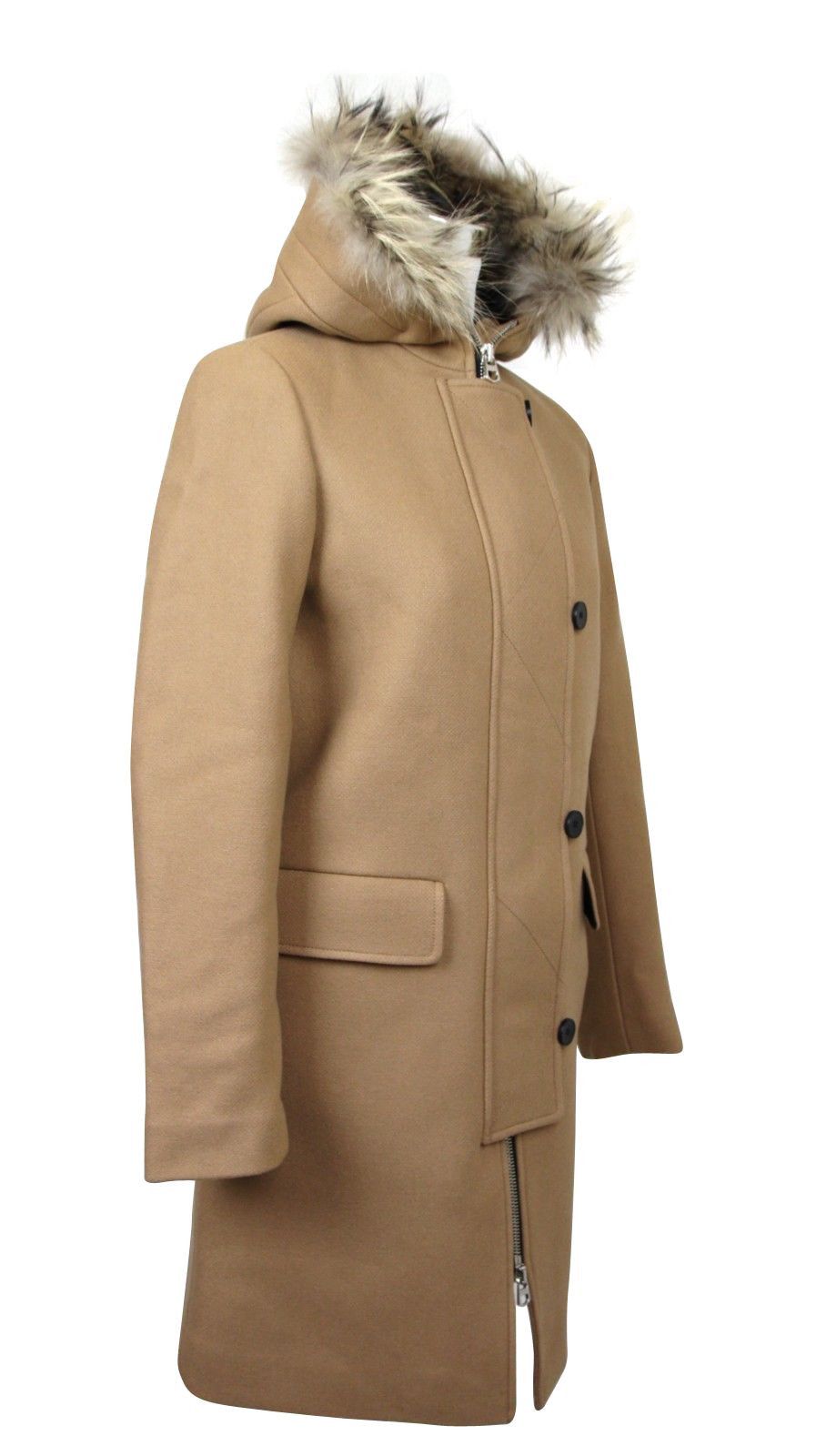 Sandro Women's Camel Kurt Wool Coat Fur Trim Women's Hood Size S / US 4 / IT 40 - 3 Thumbnail