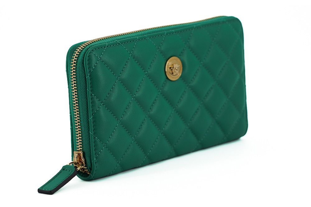 Versace Elegant Quilted Leather Zip Women's Wallet Size ONE SIZE - 3 Thumbnail