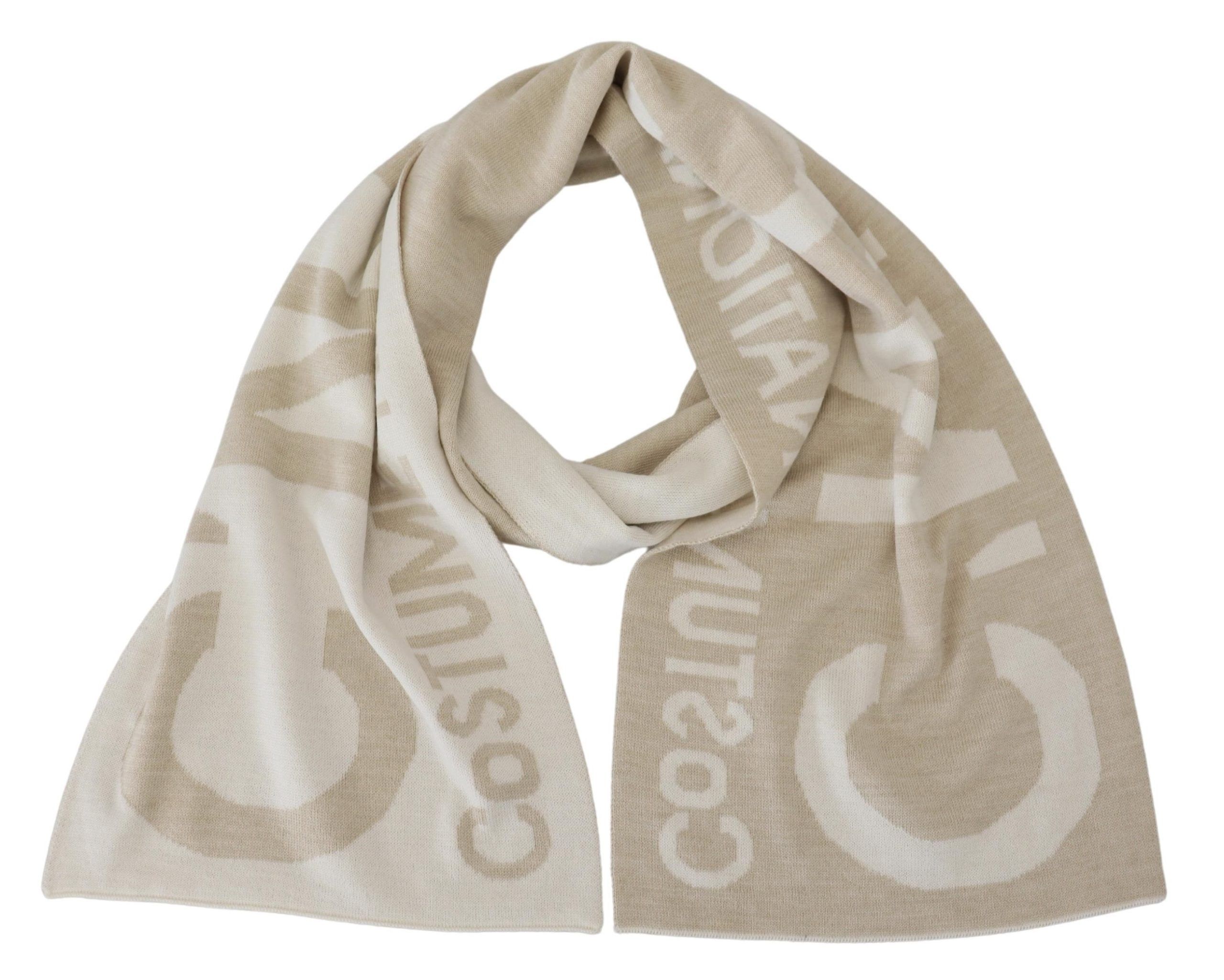 Costume National Elegant Beige Wool-Blend Scarf Women's Wrap Size ONE SIZE - 4 Thumbnail