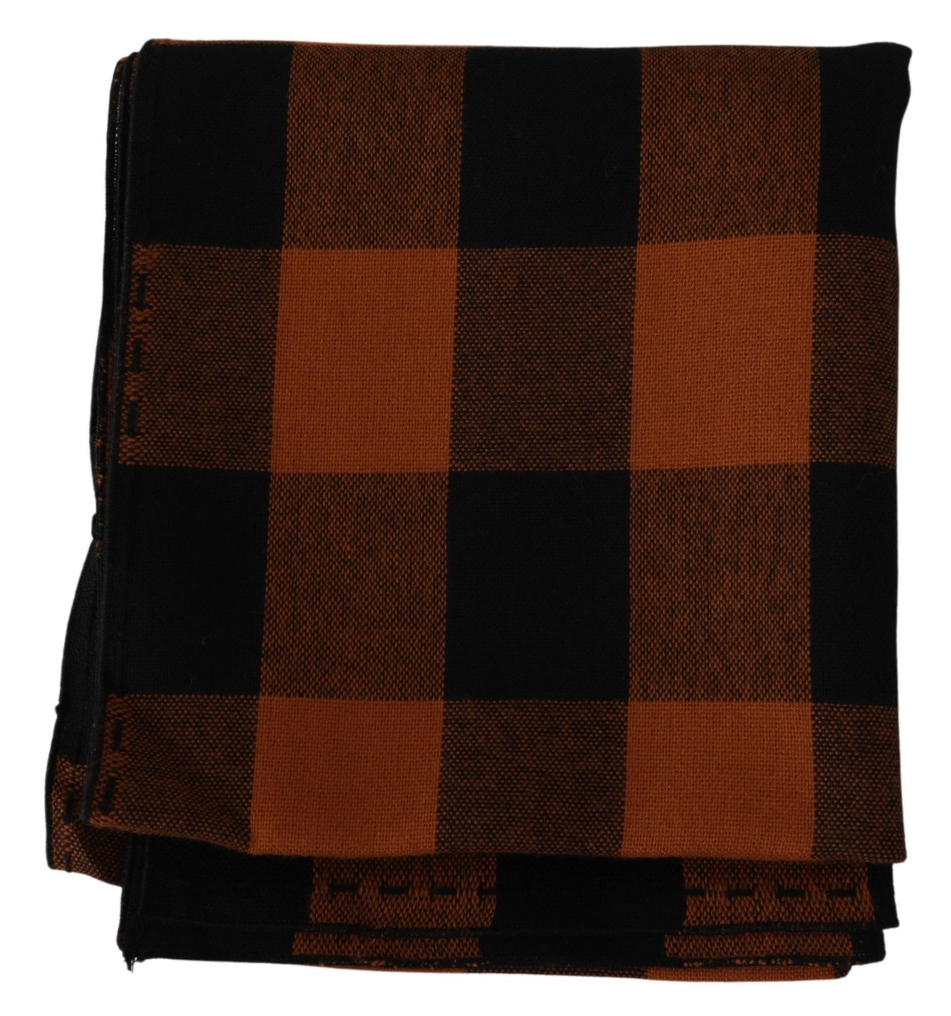 Costume National Chic Orange Check Wool Blend Men's Scarf Size ONE SIZE - 3 Thumbnail
