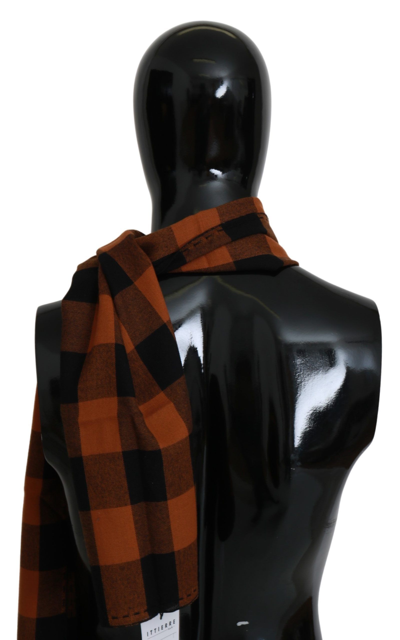 Costume National Chic Orange Check Wool Blend Men's Scarf Size ONE SIZE - 5 Thumbnail