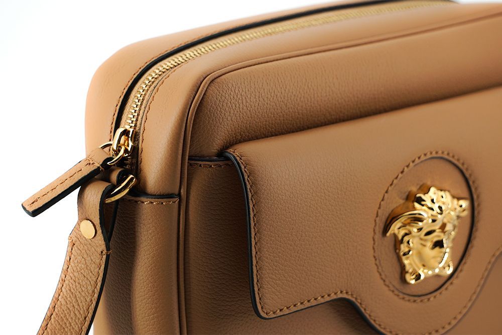 Versace Elegant Brown Leather Camera Case Shoulder Women's Bag Size ONE SIZE - 3 Thumbnail