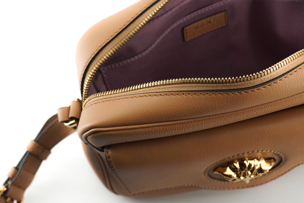 Versace Elegant Brown Leather Camera Case Shoulder Women's Bag Size ONE SIZE - 4 Thumbnail