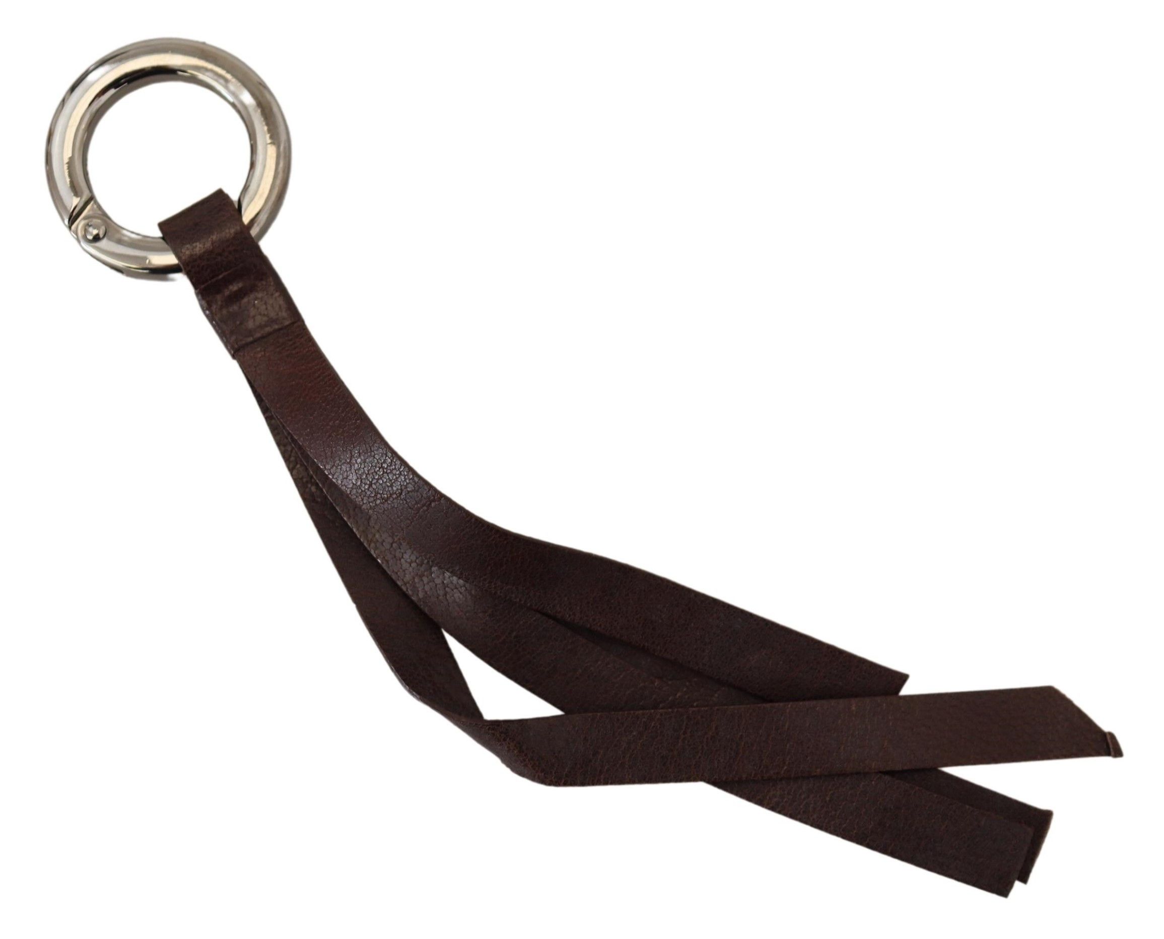 Costume National Chic Brown Leather Keychain with Brass Women's Accents Size ONE SIZE - 2 Thumbnail