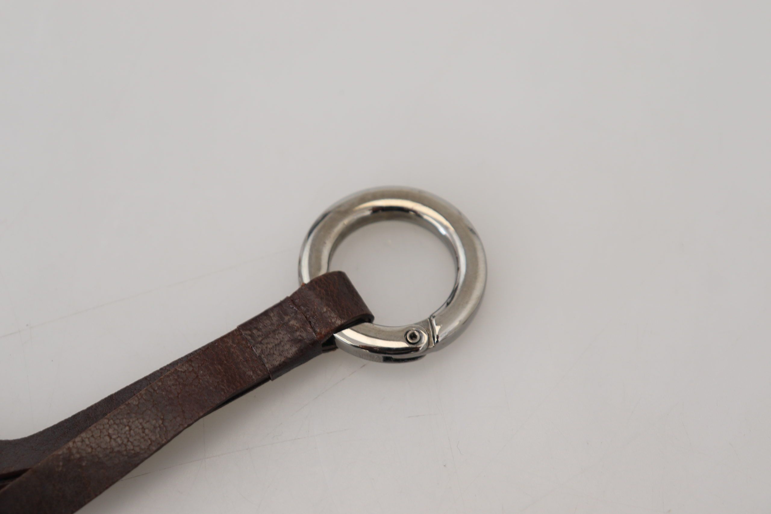 Costume National Chic Brown Leather Keychain with Brass Women's Accents Size ONE SIZE - 4 Thumbnail