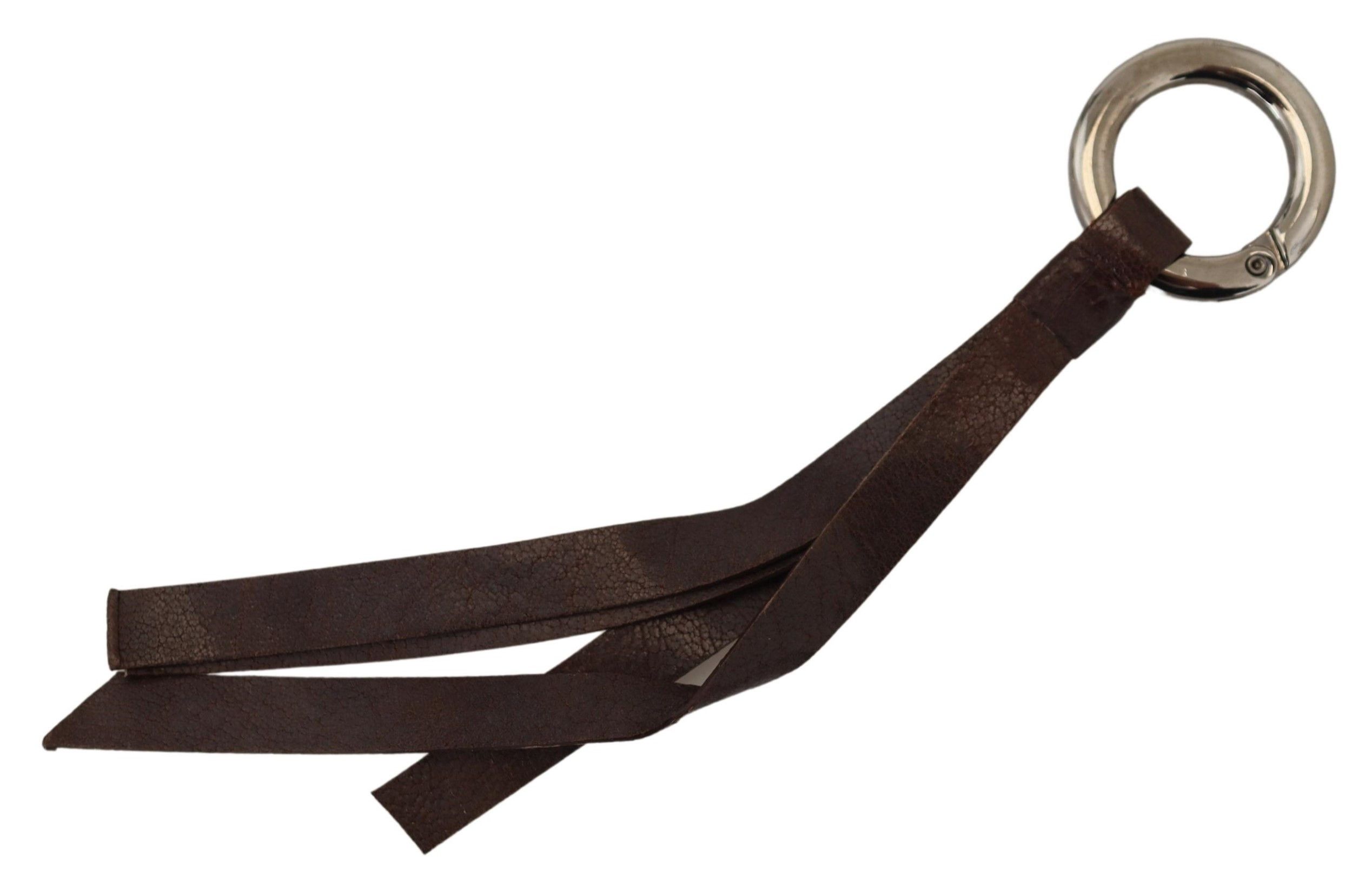 Costume National Chic Brown Leather Keychain with Brass Women's Accents Size ONE SIZE - 3 Thumbnail