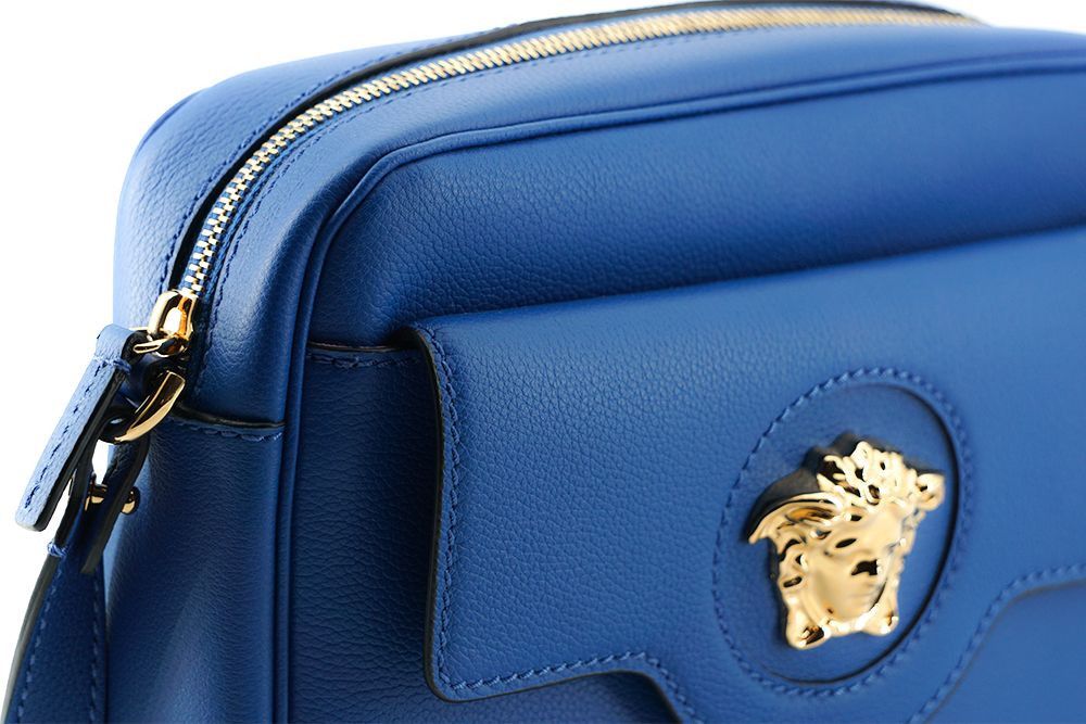 Versace Elegant Blue Calf Leather Camera Case Women's Bag Size ONE SIZE - 3 Thumbnail