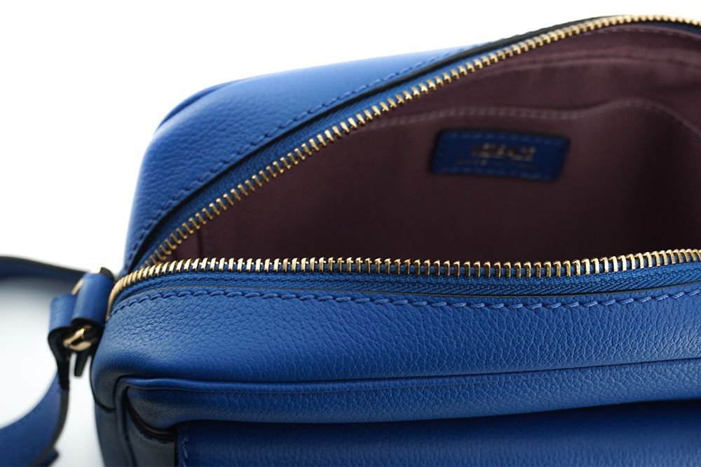 Versace Elegant Blue Calf Leather Camera Case Women's Bag Size ONE SIZE - 4 Thumbnail