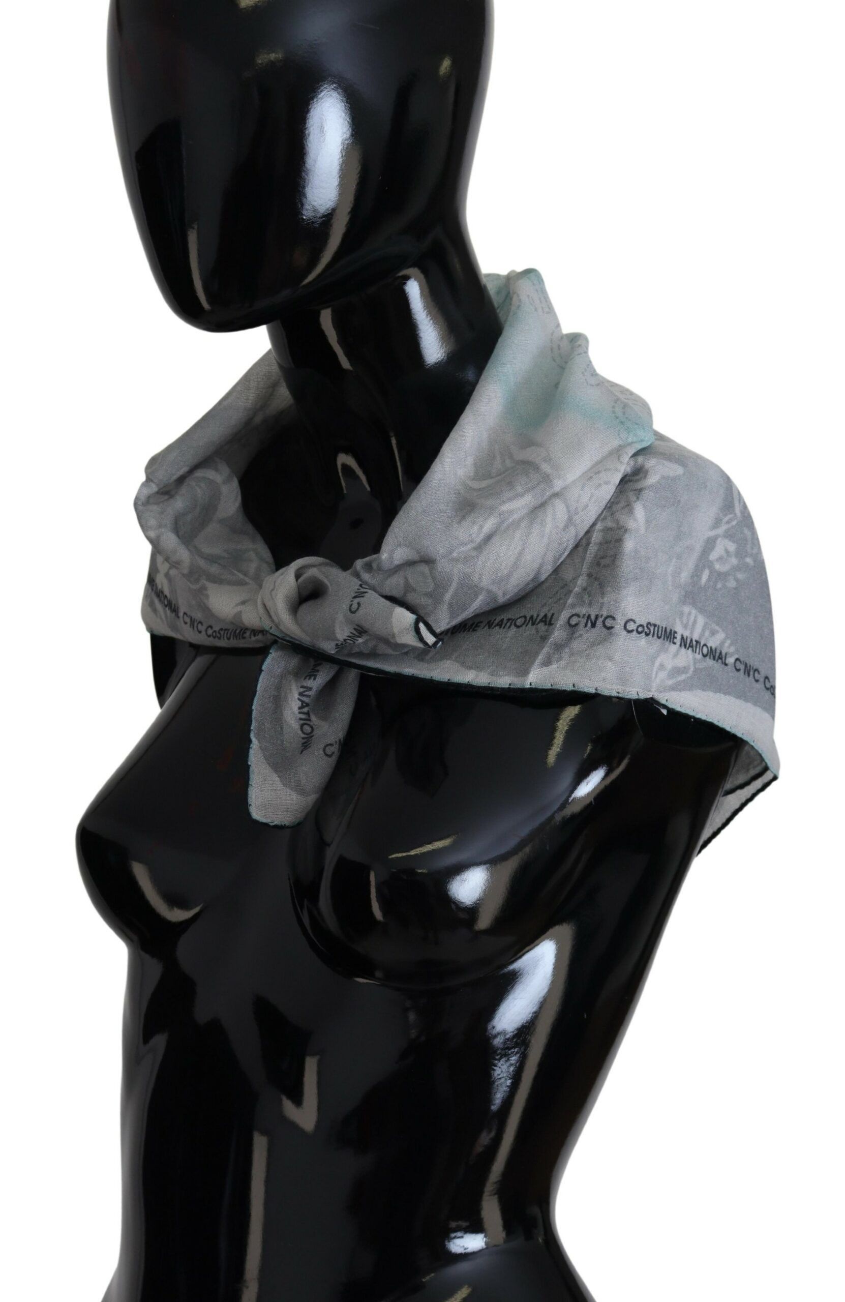 Costume National Elegant Grey Cotton Square Women's Scarf Size ONE SIZE - 5 Thumbnail