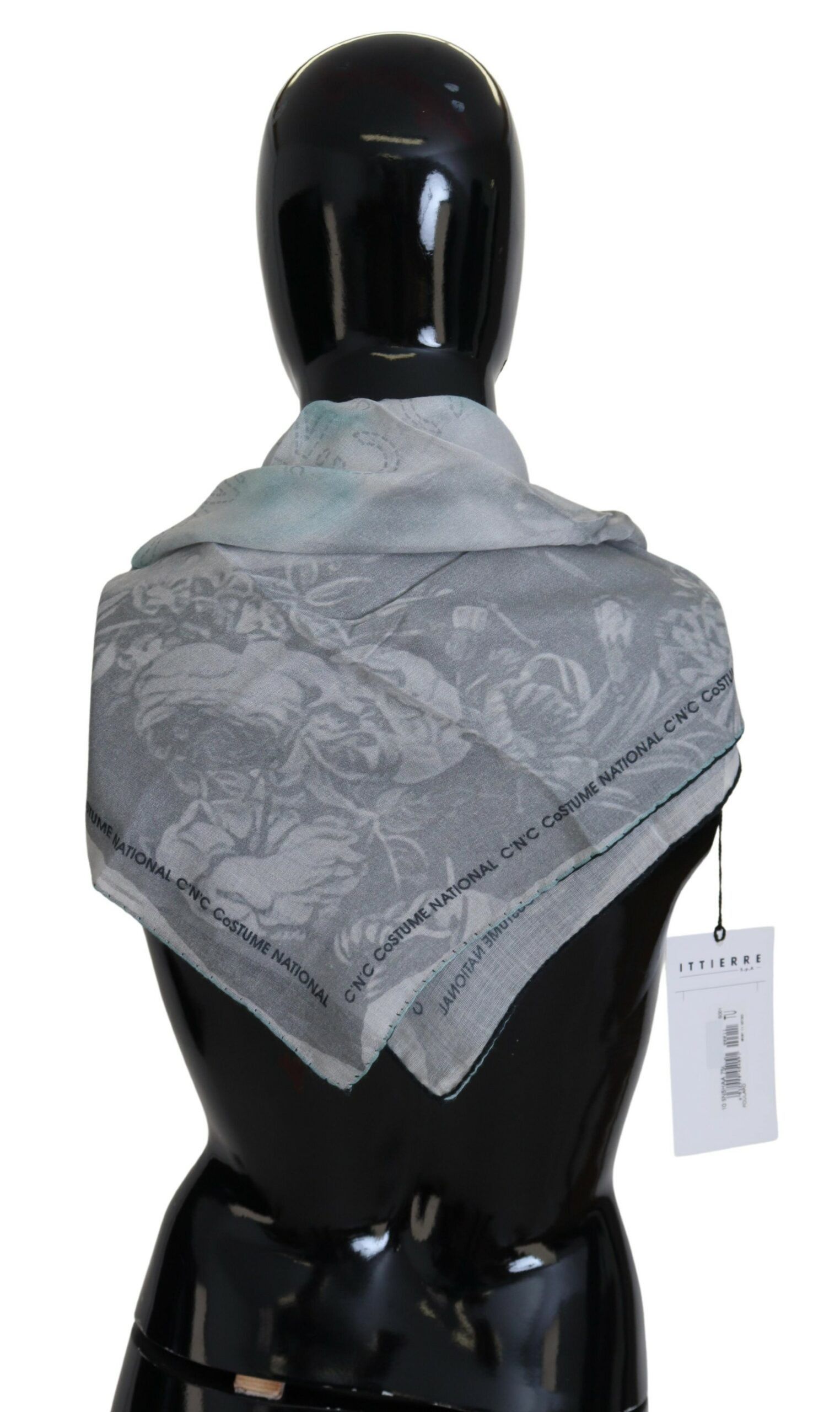 Costume National Elegant Grey Cotton Square Women's Scarf Size ONE SIZE - 4 Thumbnail