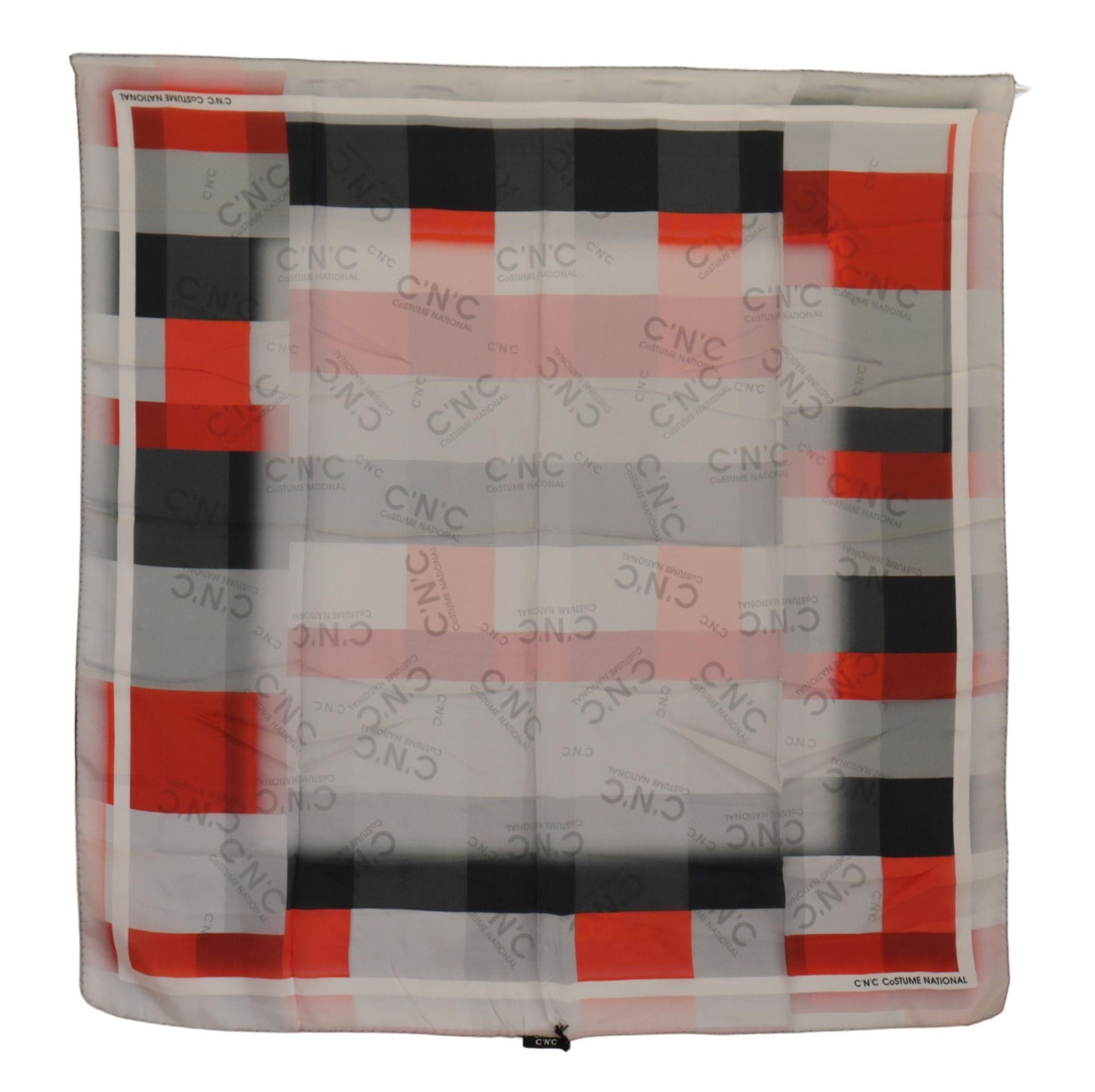 Costume National Elegant Silk Scarf in Gray Red Women's Checkered Size ONE SIZE - 4 Thumbnail