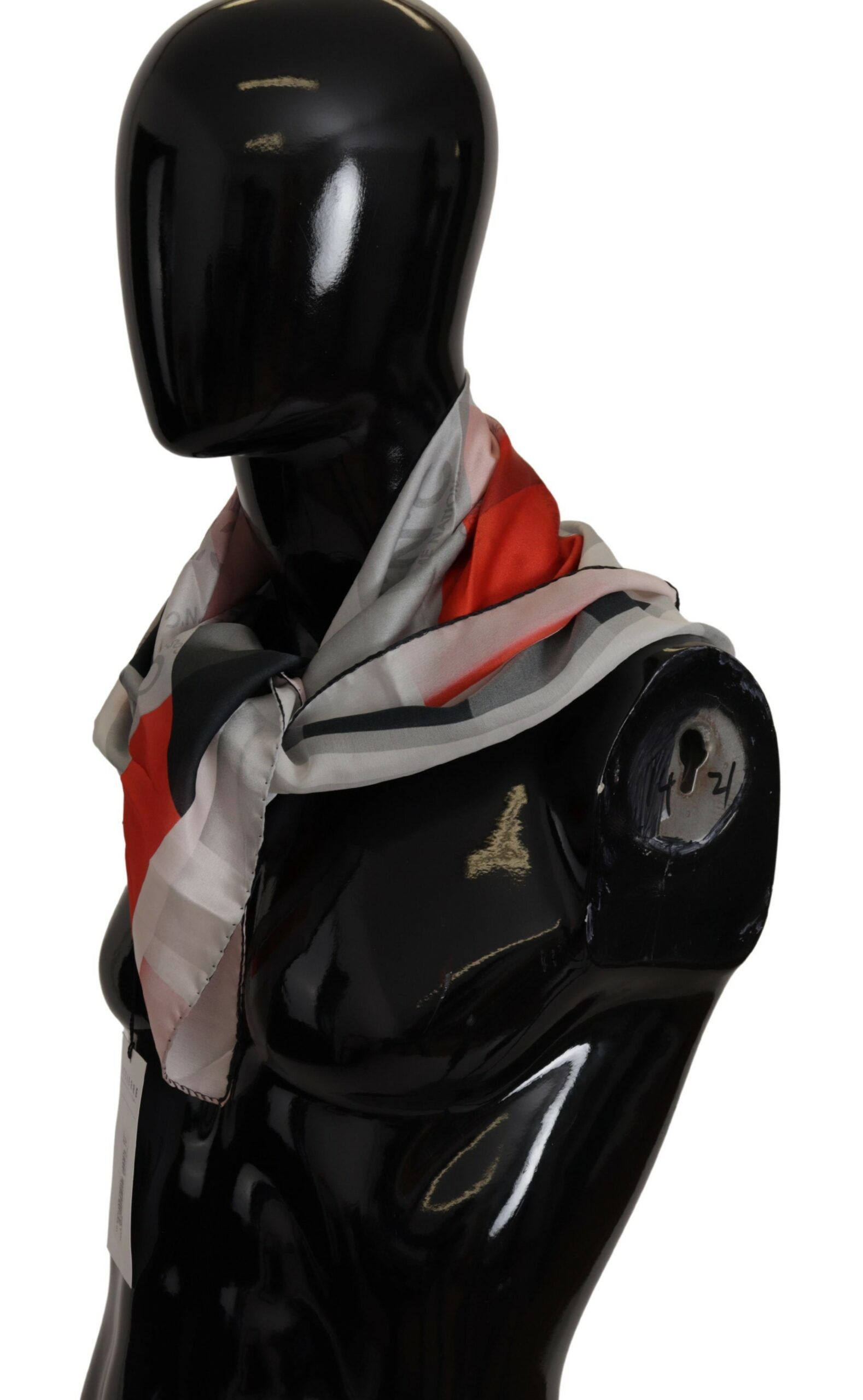 Costume National Elegant Silk Scarf in Gray Red Women's Checkered Size ONE SIZE - 2 Thumbnail