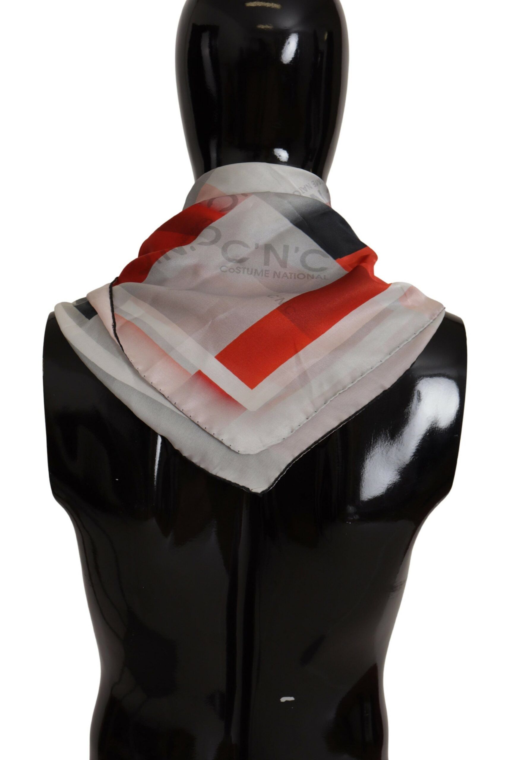 Costume National Elegant Silk Scarf in Gray Red Women's Checkered Size ONE SIZE - 3 Thumbnail