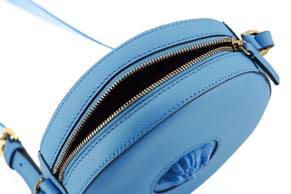 Versace Chic Blue Leather Round Shoulder Women's Bag Size ONE SIZE - 5 Thumbnail