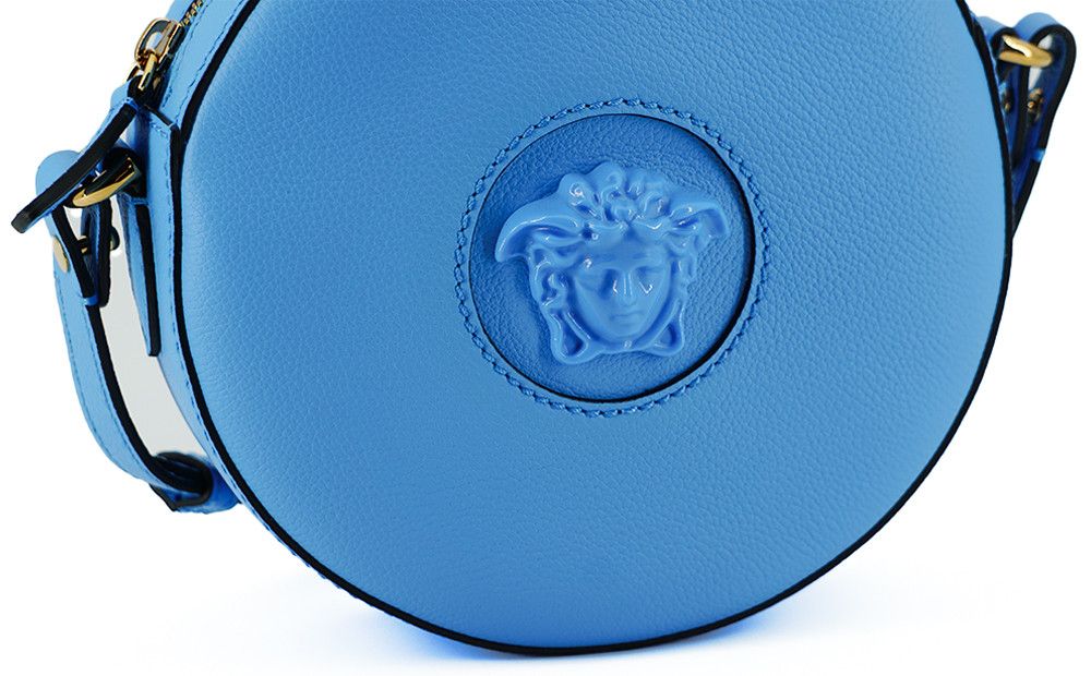 Versace Chic Blue Leather Round Shoulder Women's Bag Size ONE SIZE - 4 Thumbnail