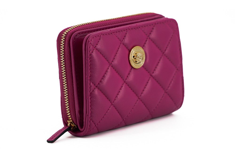 Versace Elegant Purple Quilted Leather Women's Wallet Size ONE SIZE - 3 Thumbnail