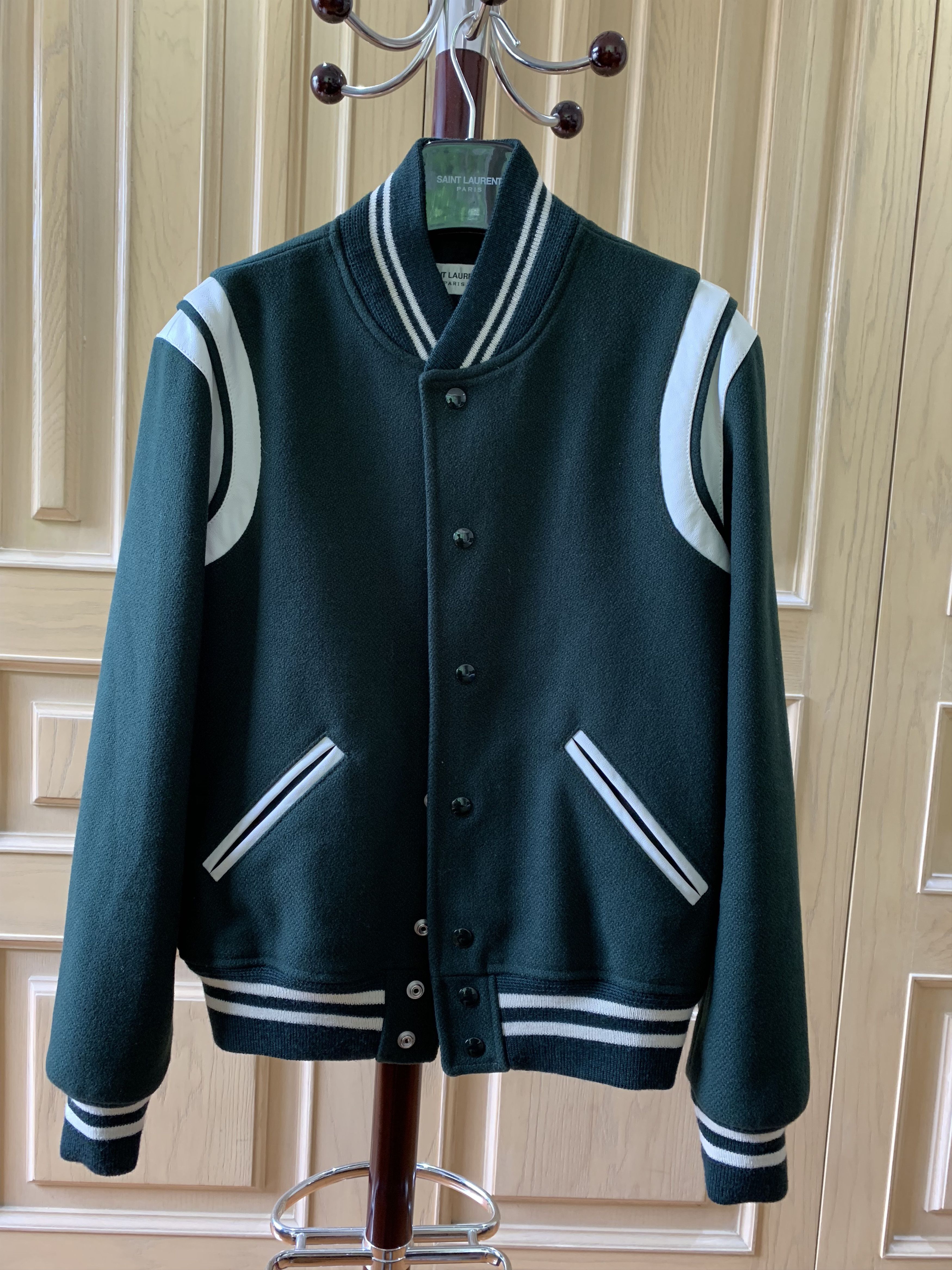 Saint Laurent Paris Forest Green Teddy Jacket | Grailed