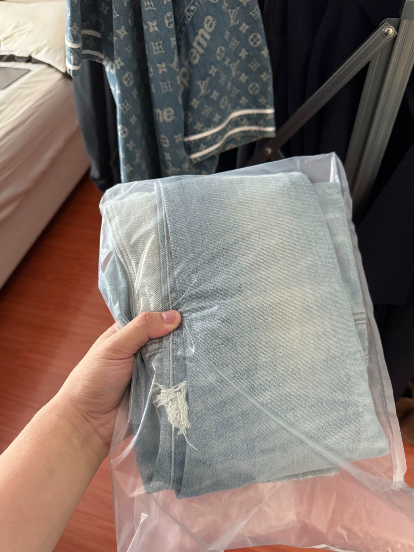 Amiri AMIRI blue and white leather jeans - -DMC Size US 32 / EU 48 - 4 Thumbnail