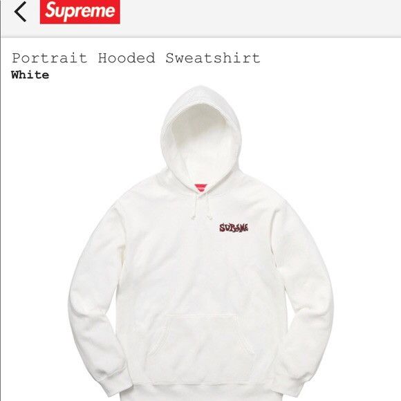 Supreme White Portrait Hooded Sweatshirt | Grailed