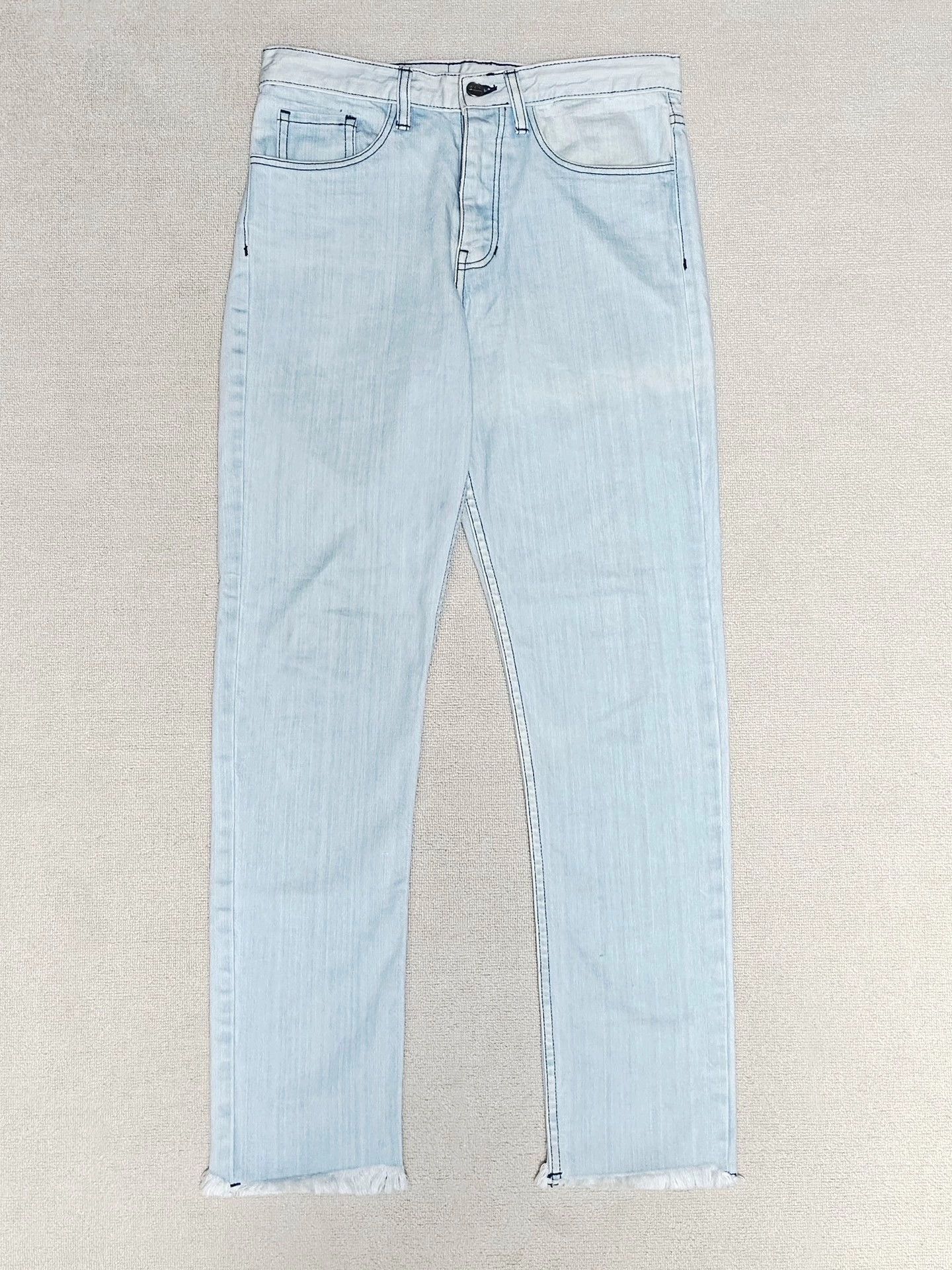 Enfants Riches Deprimes Enfants Riches Leather tag destroys light blue jeans -DMC Size US 31 - 2 Thumbnail