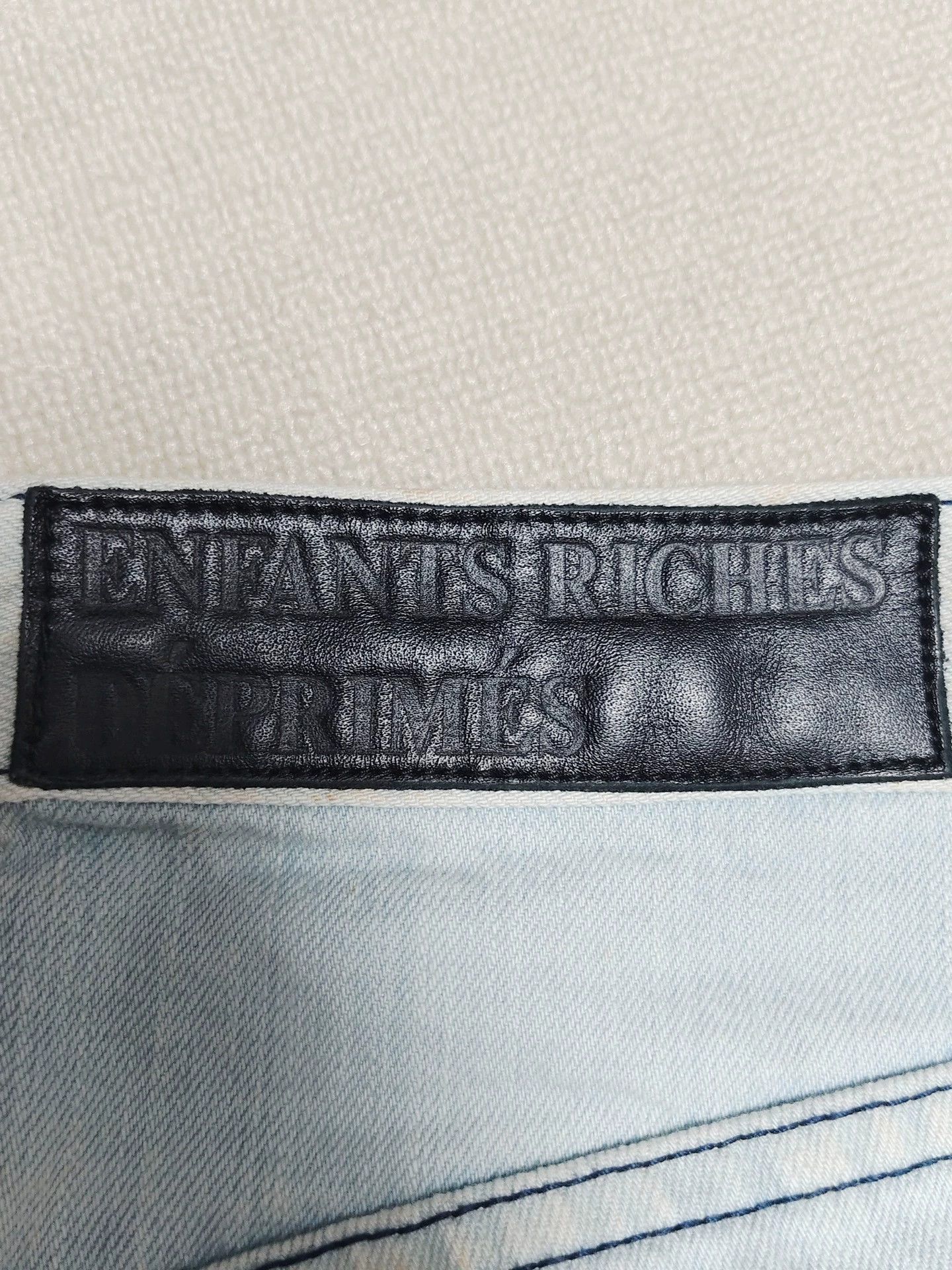 Enfants Riches Deprimes Enfants Riches Leather tag destroys light blue jeans -DMC Size US 31 - 3 Thumbnail