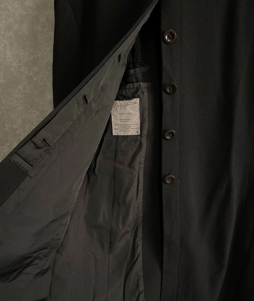 Yohji Yamamoto Yohji Yamamoto Pour 07Aw Black Stand Collar Wool Coat -DMC Size US M / EU 48-50 / 2 - 2 Thumbnail